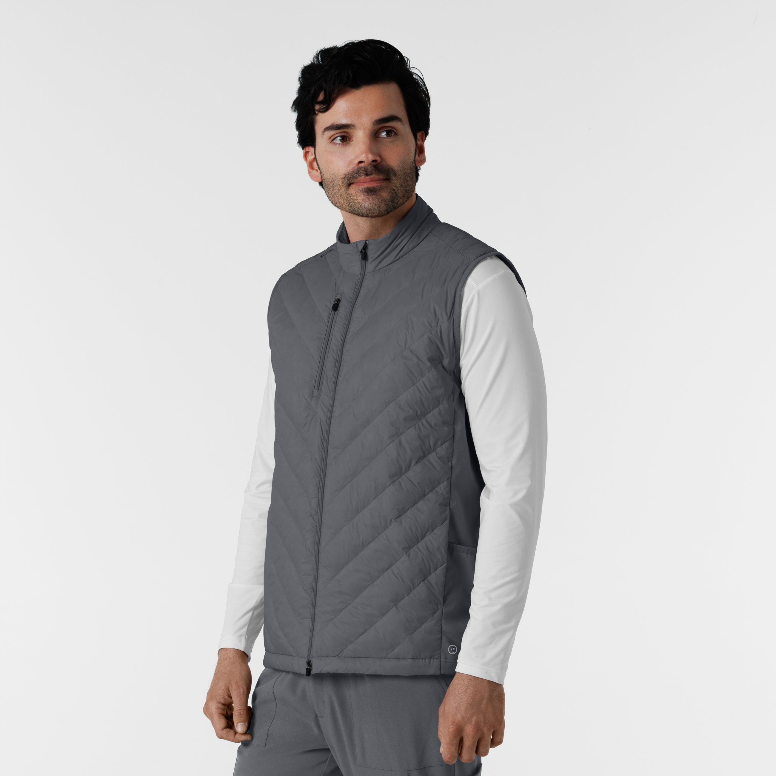 Layers 8377 Men's Quilted Scrub Vest Pewter