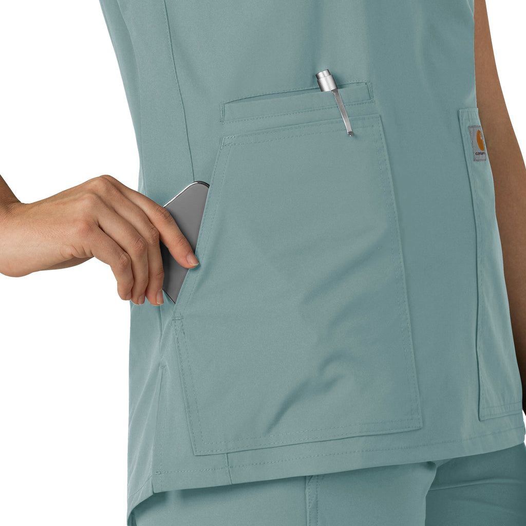 Force Essentials C12213 Notch Neck Tunic Scrub Top Summer Blue