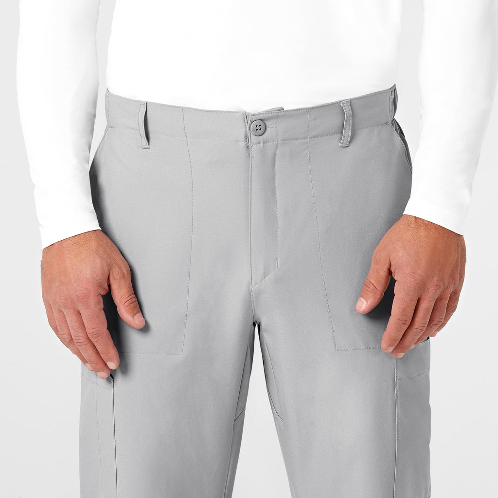 W123 5355 Men's Flat Front Cargo Scrub Pants Grey