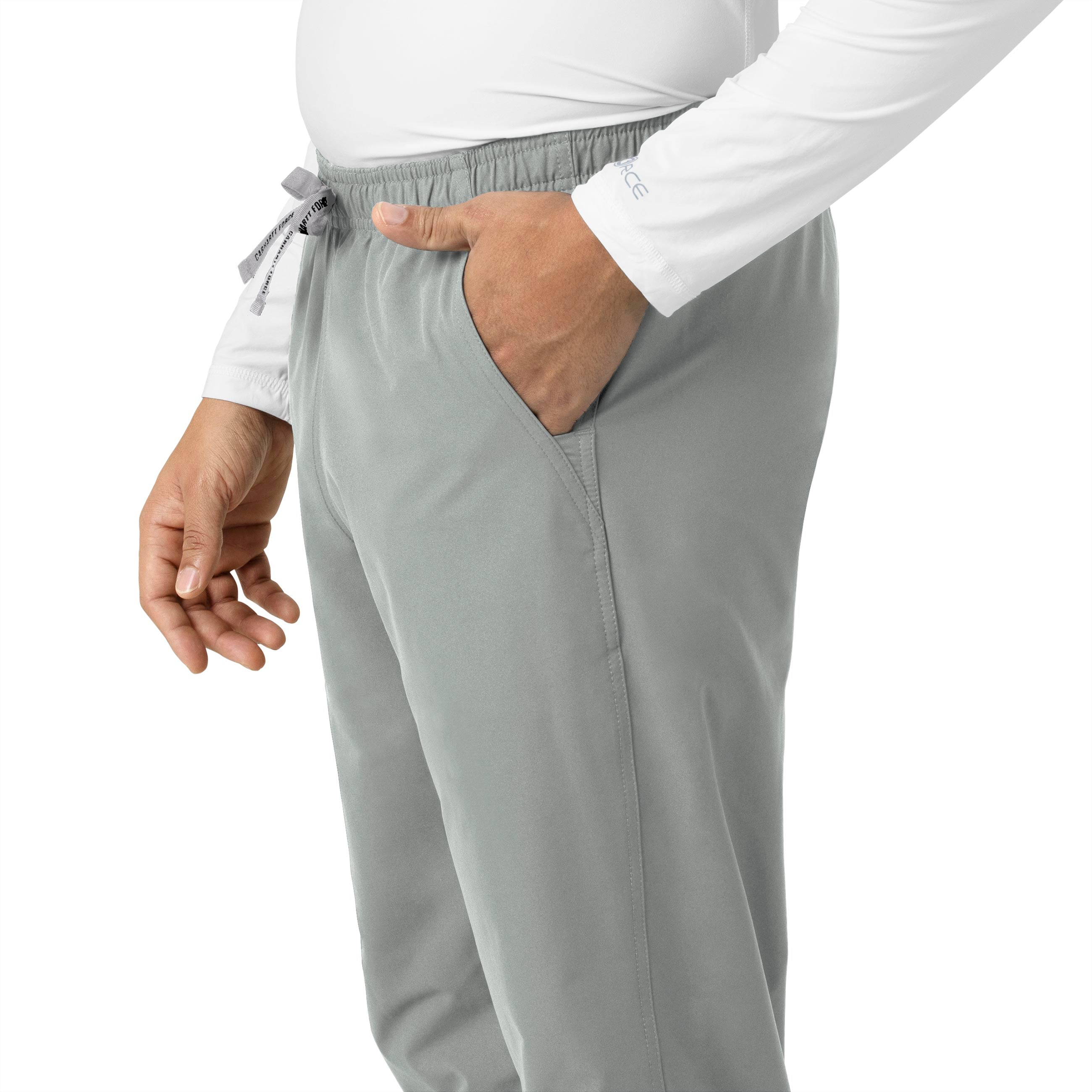 Force Essentials C55013 Unisex Elastic Waist Cargo Scrub Pants Grey