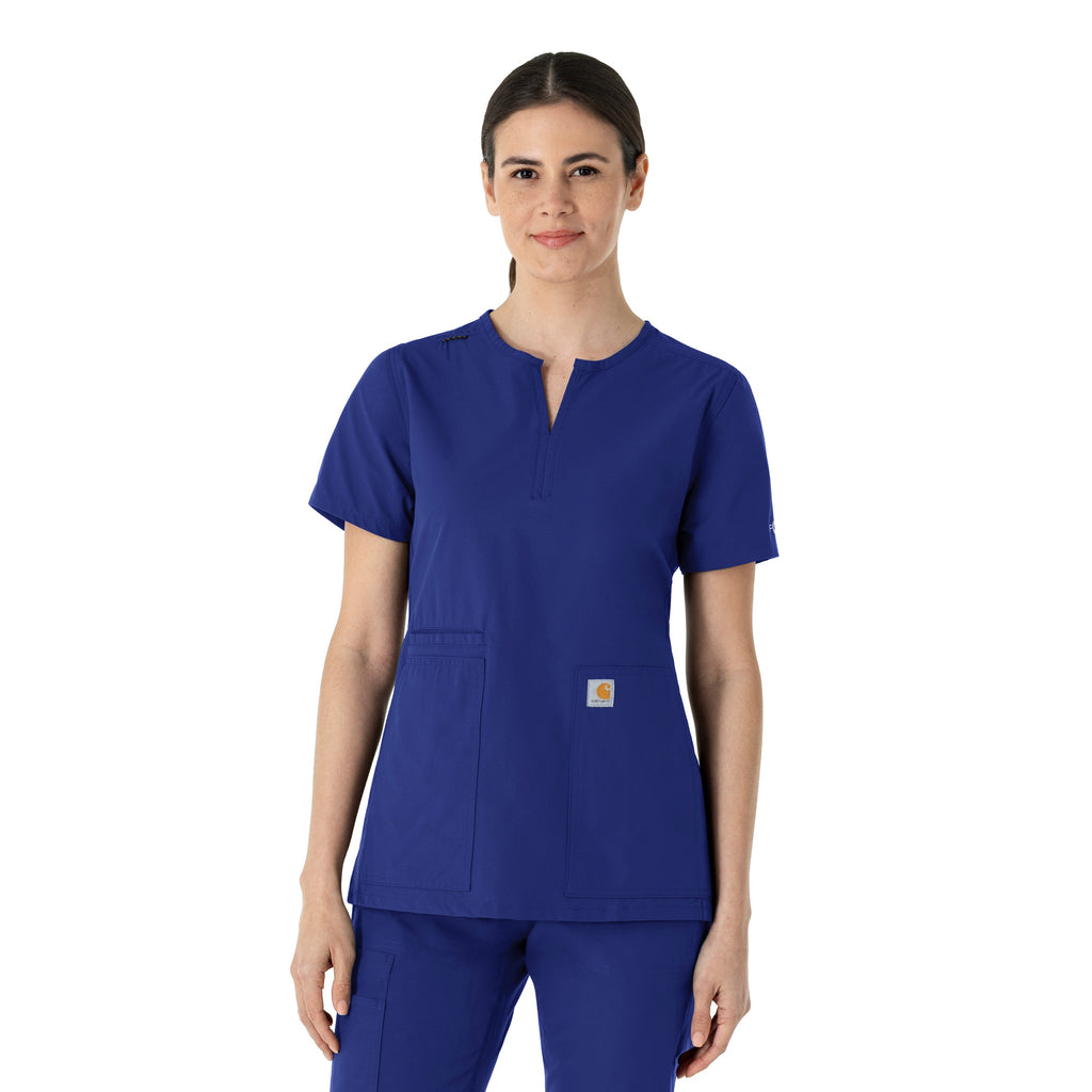 Force Essentials C12213 Women's Notch Neck Tunic Scrub Top Galaxy Blue