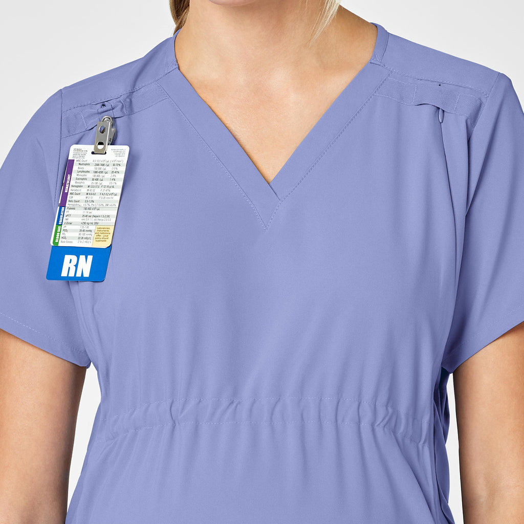 W123 4555 Maternity V-Neck Scrub Top Ceil Blue