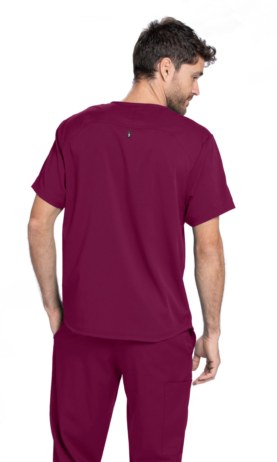 Grey's Anatomy Spandex Stretch GRST009 Wesley Scrub Top Wine
