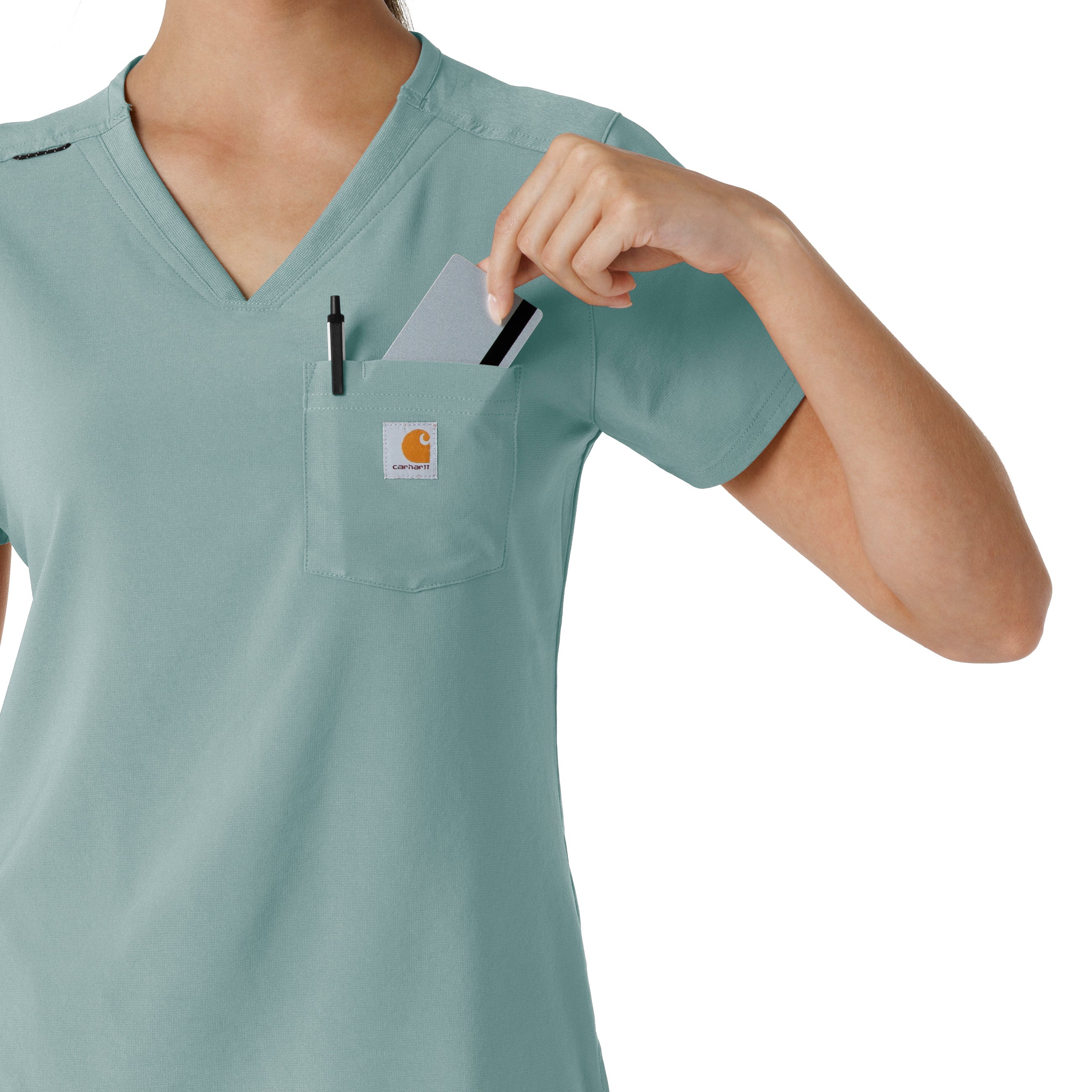 Force Cross-Flex C13410 Tuck-In Scrub Top Summer Blue