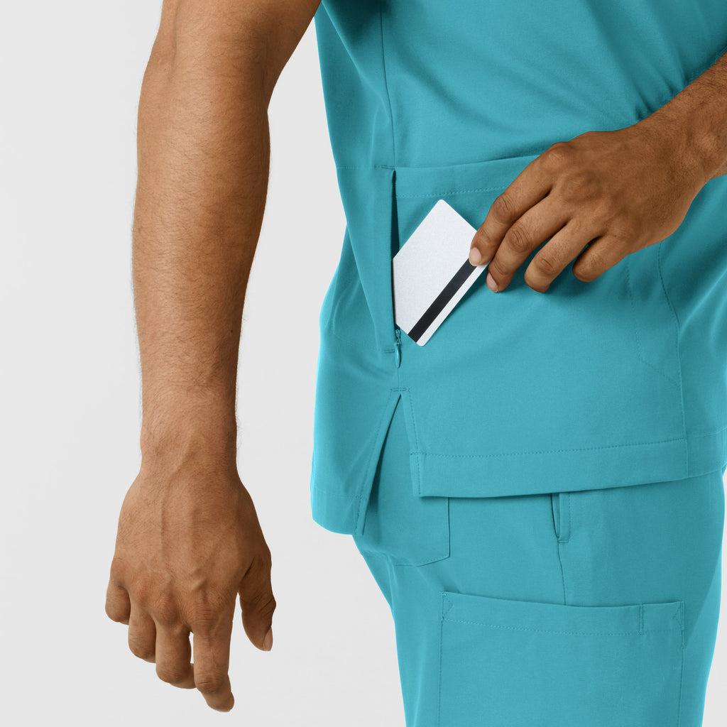 Boundless 6351 Men's Multi Pocket V-Neck Scrub Top Teal