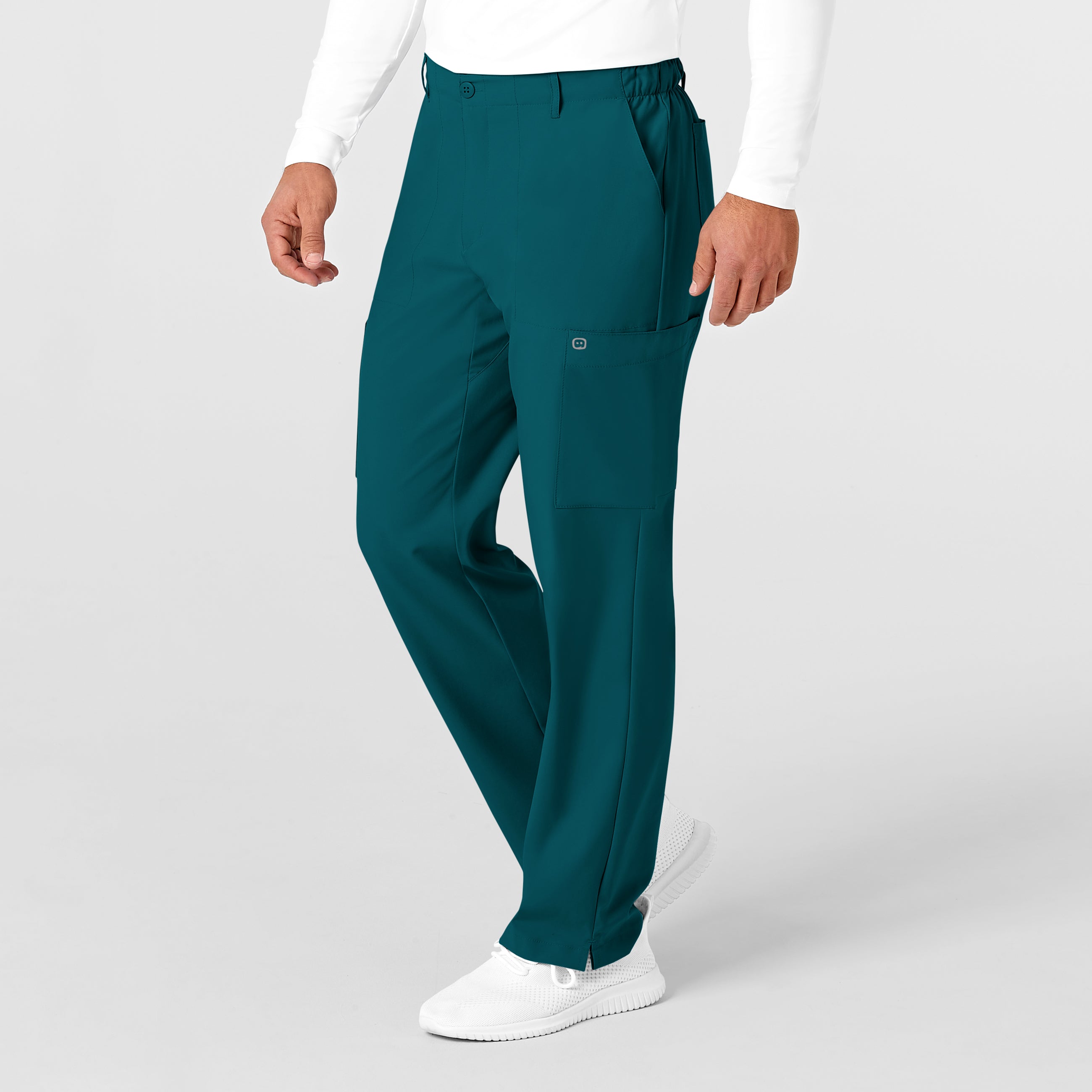 W123 5355 Men's Flat Front Cargo Scrub Pants Caribbean Blue