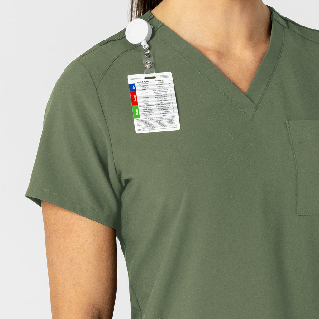W123 6045 Flex-n-Reach V-Neck Scrub Top Olive