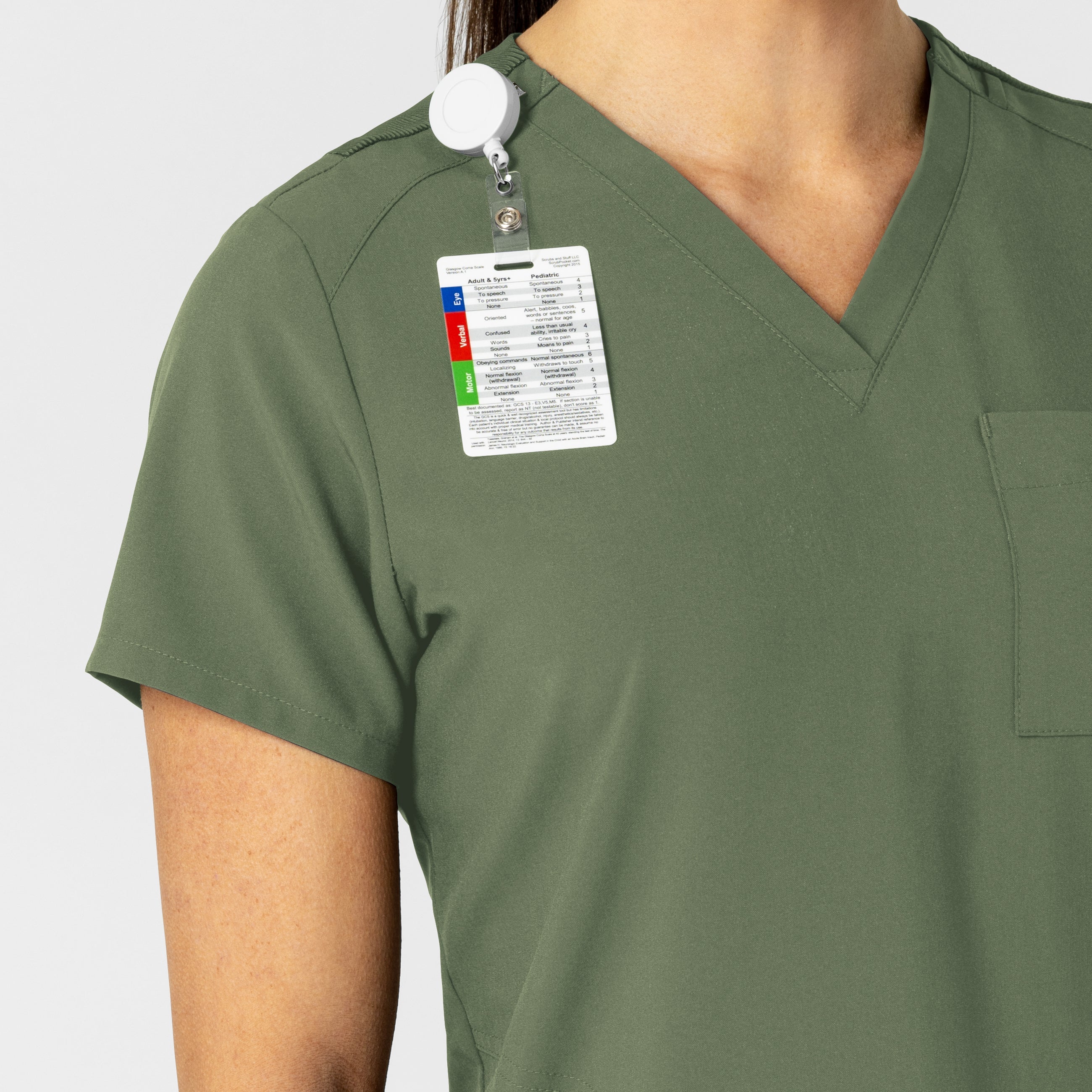 W123 6045 Flex-n-Reach V-Neck Scrub Top Olive