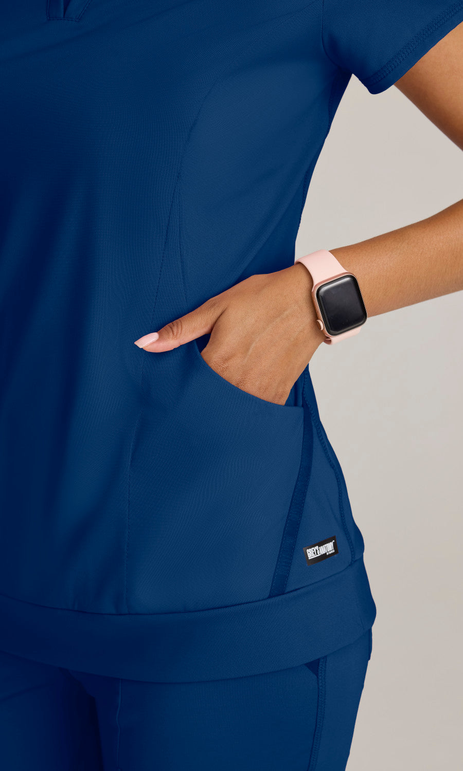 Grey's Anatomy Knits GRST250 Motivate Knit Scrub Top Indigo