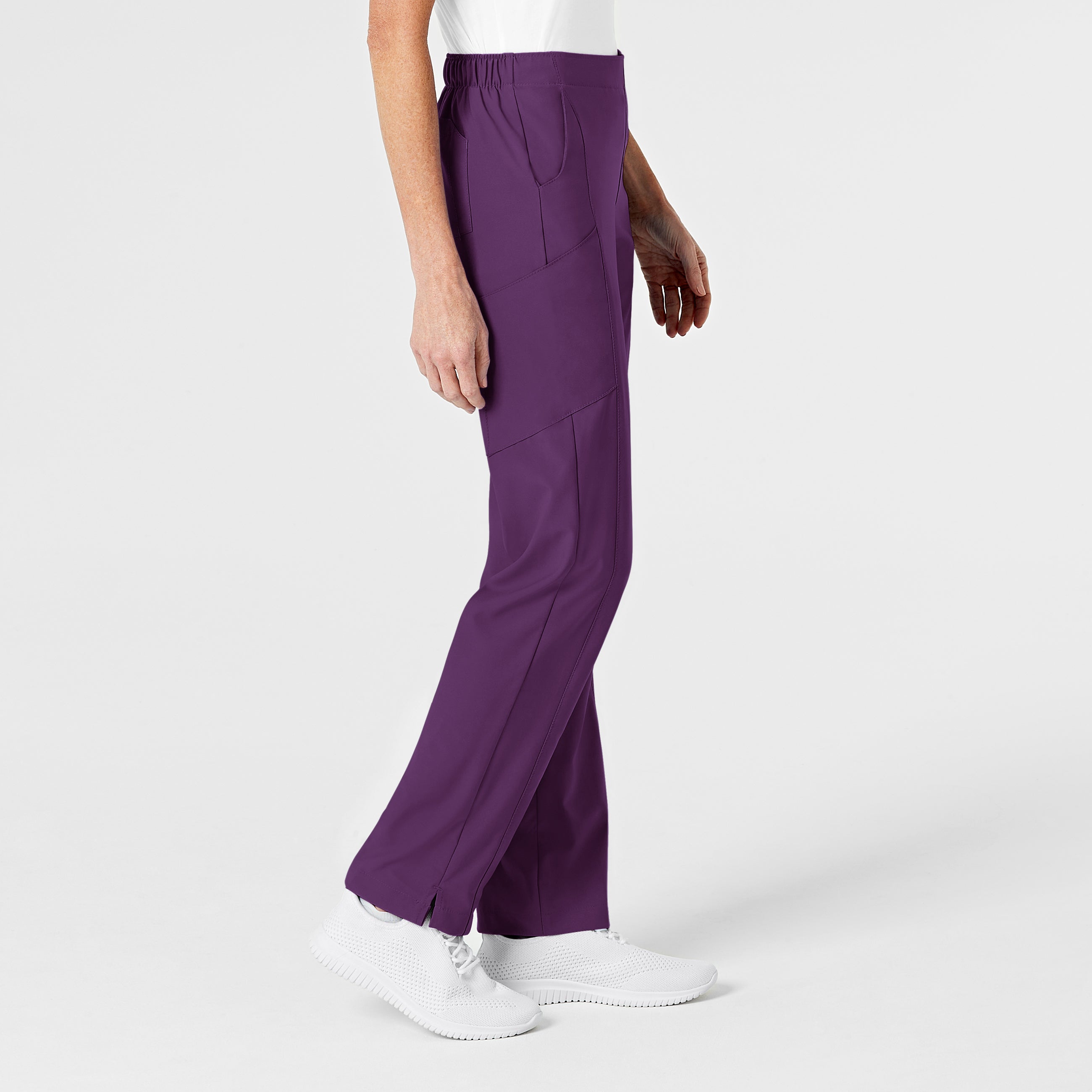 W123 5155 Flat Front Cargo Scrub Pants Eggplant