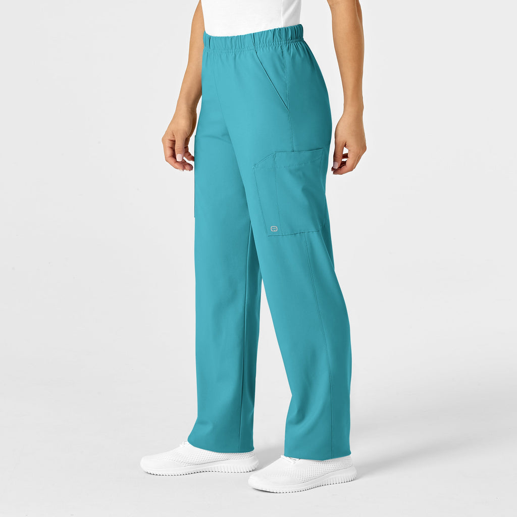 W123 5855 Unisex Multi-Cargo Scrub Pants Teal Blue