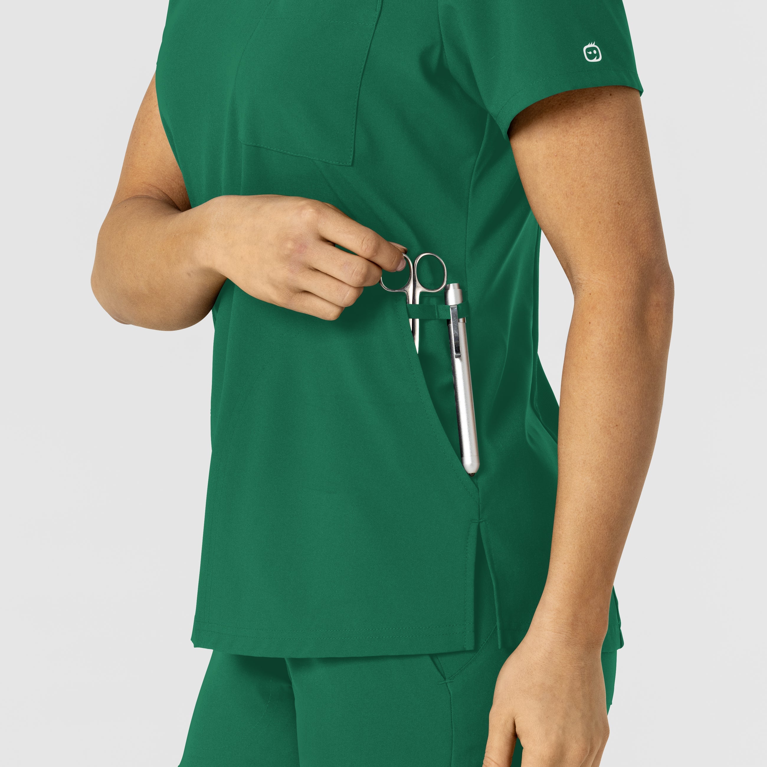 W123 6045 Flex-n-Reach V-Neck Scrub Top Hunter