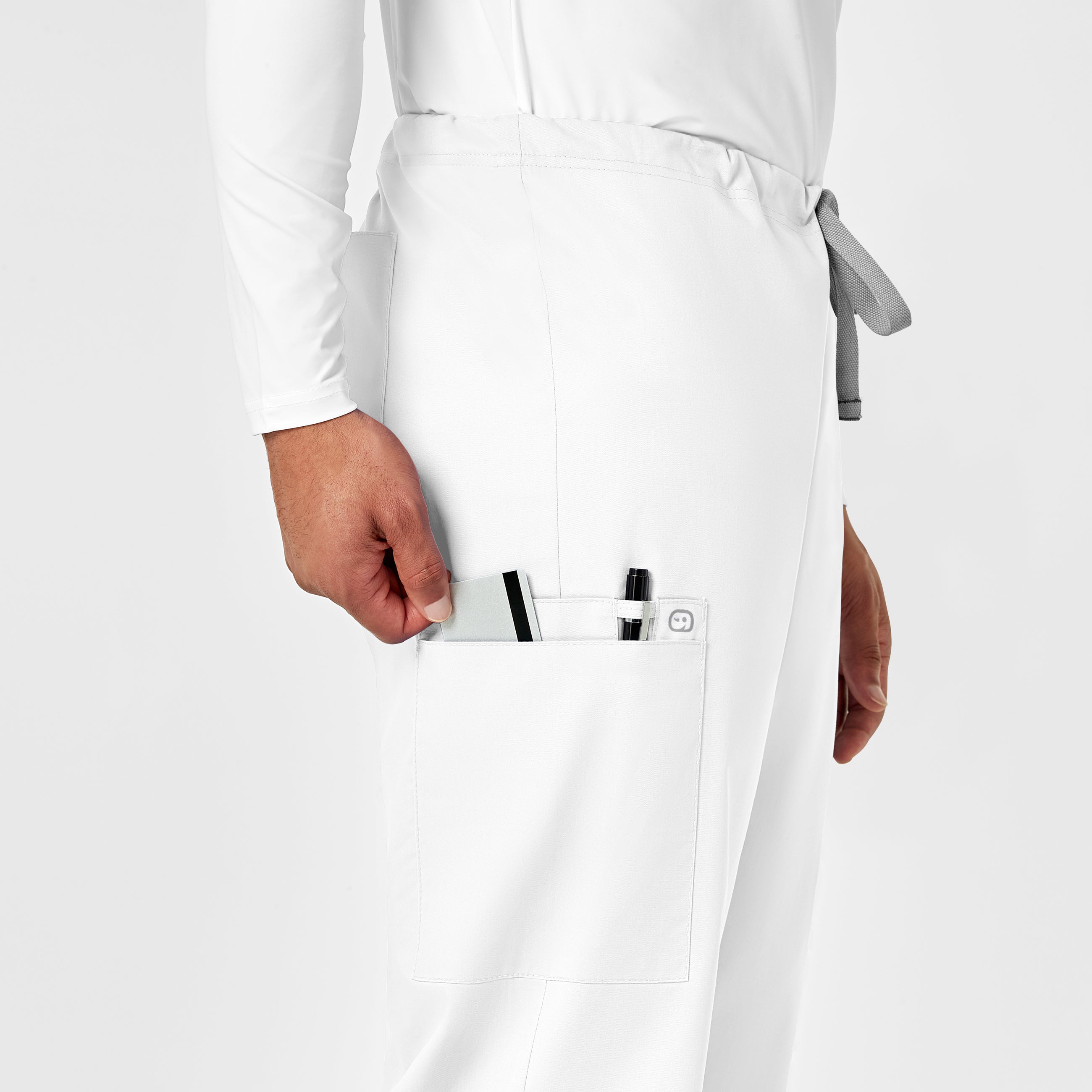 WonderWORK 500 Unisex Drawstring Cargo Scrub Pants White