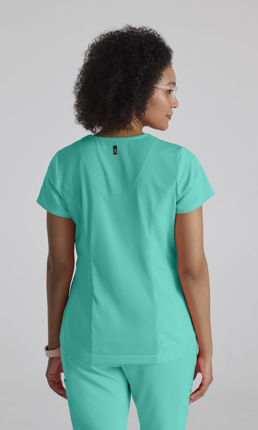 Grey's Anatomy Stretch GRST136 Capri Tuck-in Scrub Top Alpine Aqua