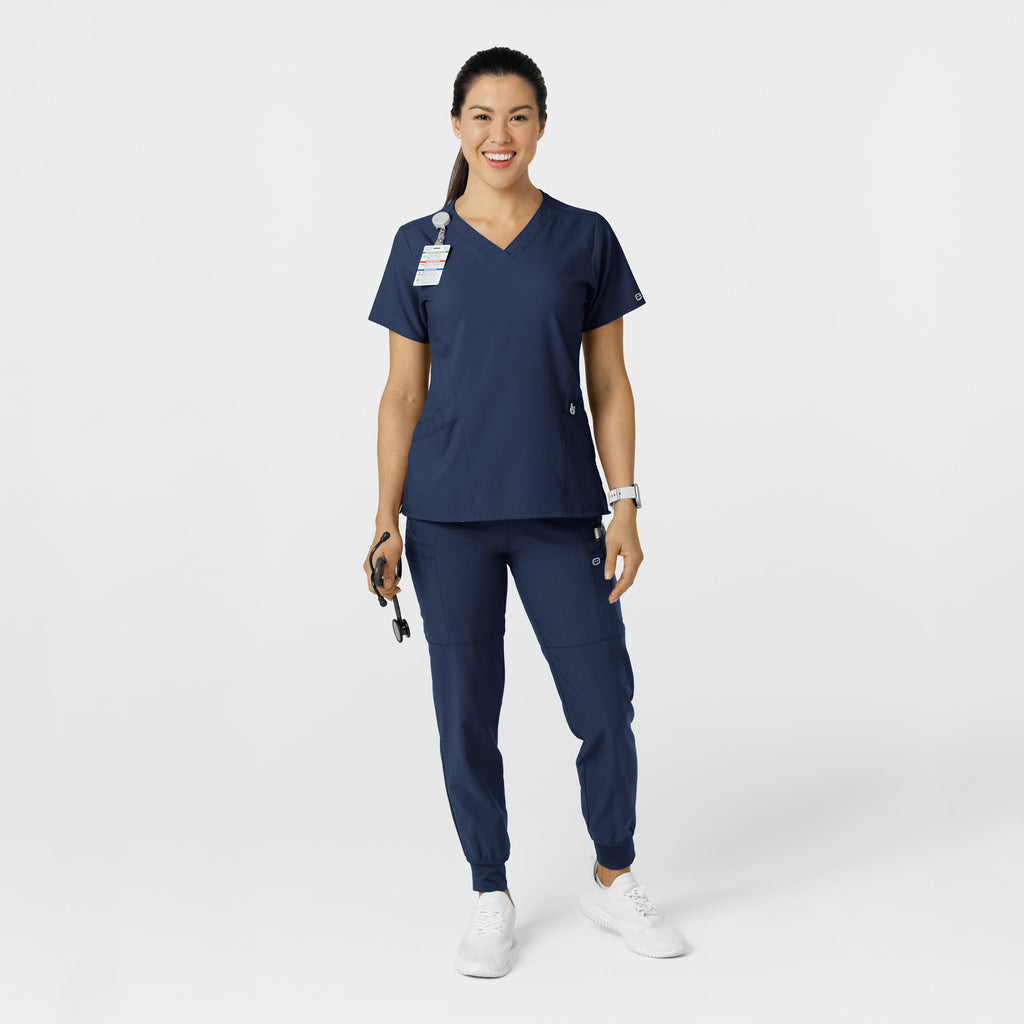 W123 5555 Comfort Waist Cargo Jogger Scrub Pants Navy