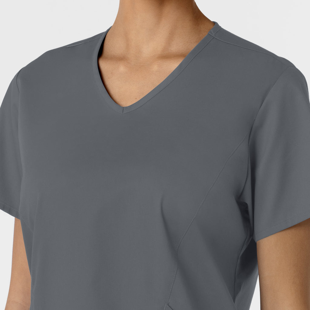 WonderWORK 106 Curved V-Neck Scrub Top Pewter