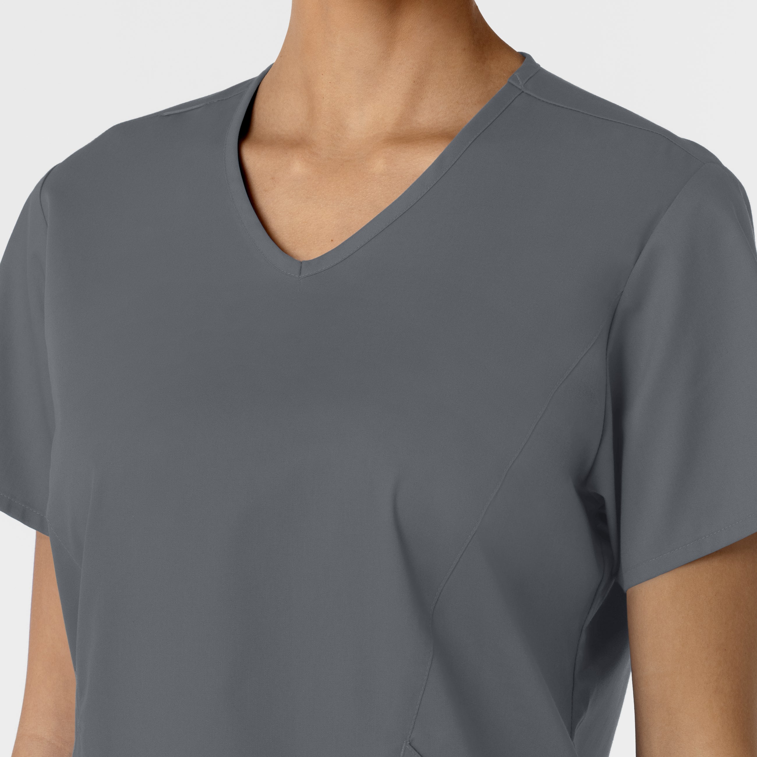 WonderWORK 106 Curved V-Neck Scrub Top Pewter