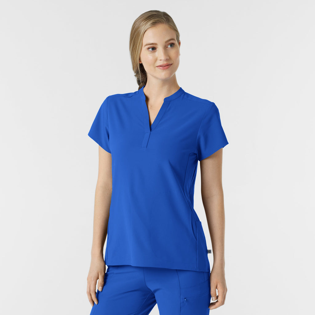 RENEW 6734 Mandarin Collar Scrub Top Royal