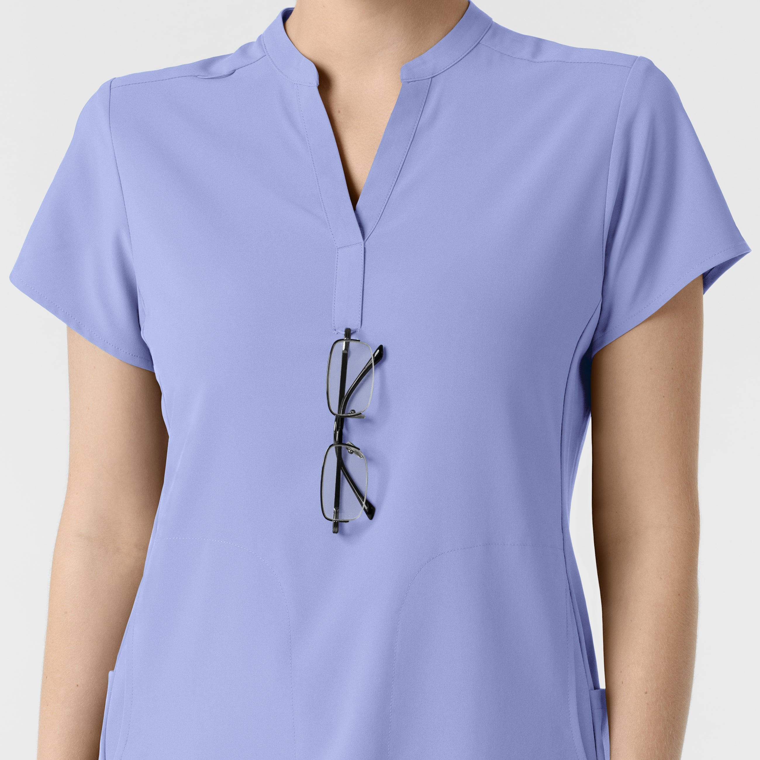RENEW 6734 Mandarin Collar Scrub Top Ceil Blue