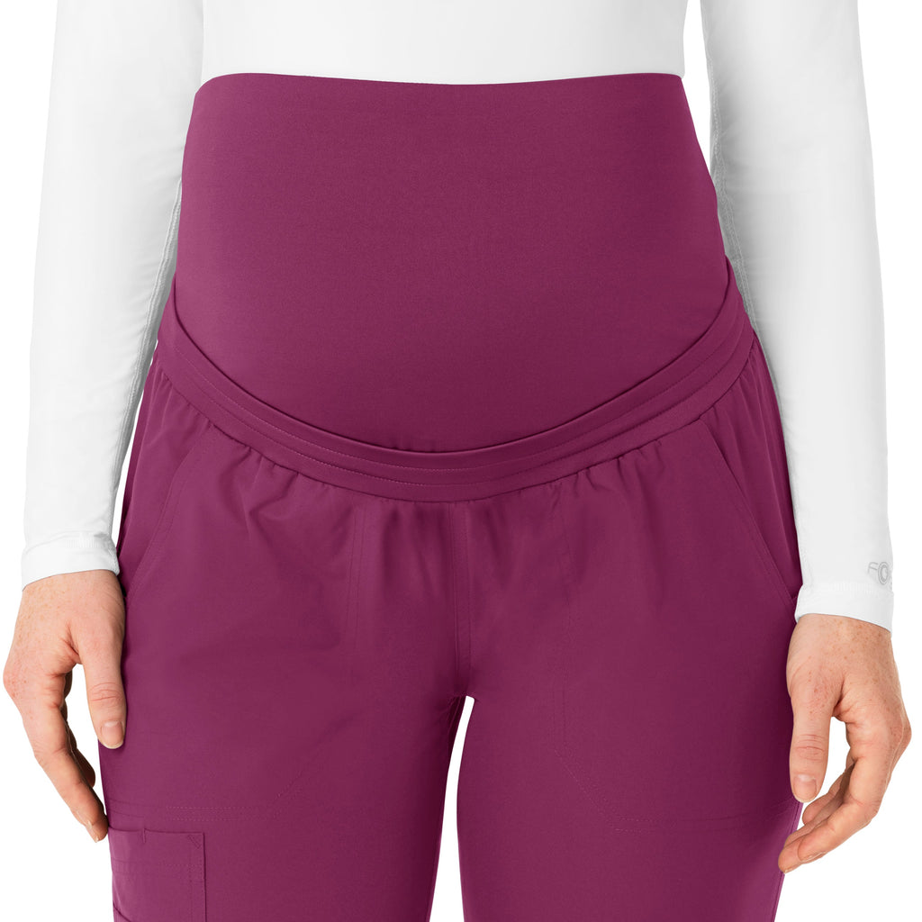 Force Essentials C54113 Maternity Jogger Scrub Pants Wine