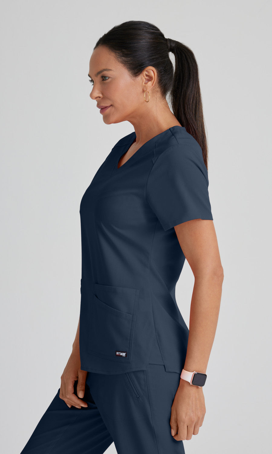Grey's Anatomy Stretch GRST011 Emma Scrub Top Steel