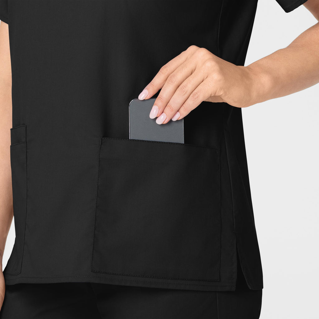 WonderWORK 101 V-Neck Scrub Top Black