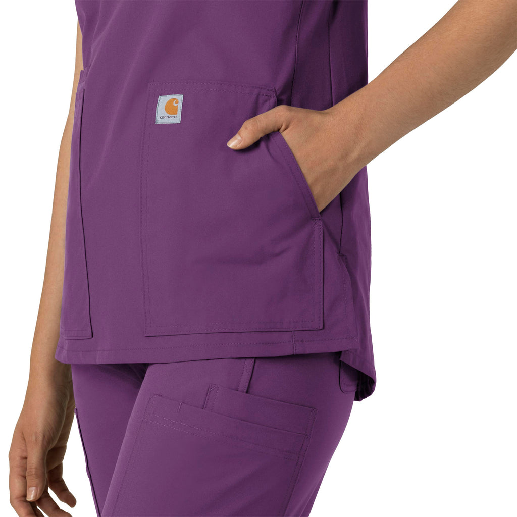 Force Essentials C12213 Notch Neck Tunic Scrub Top Eggplant