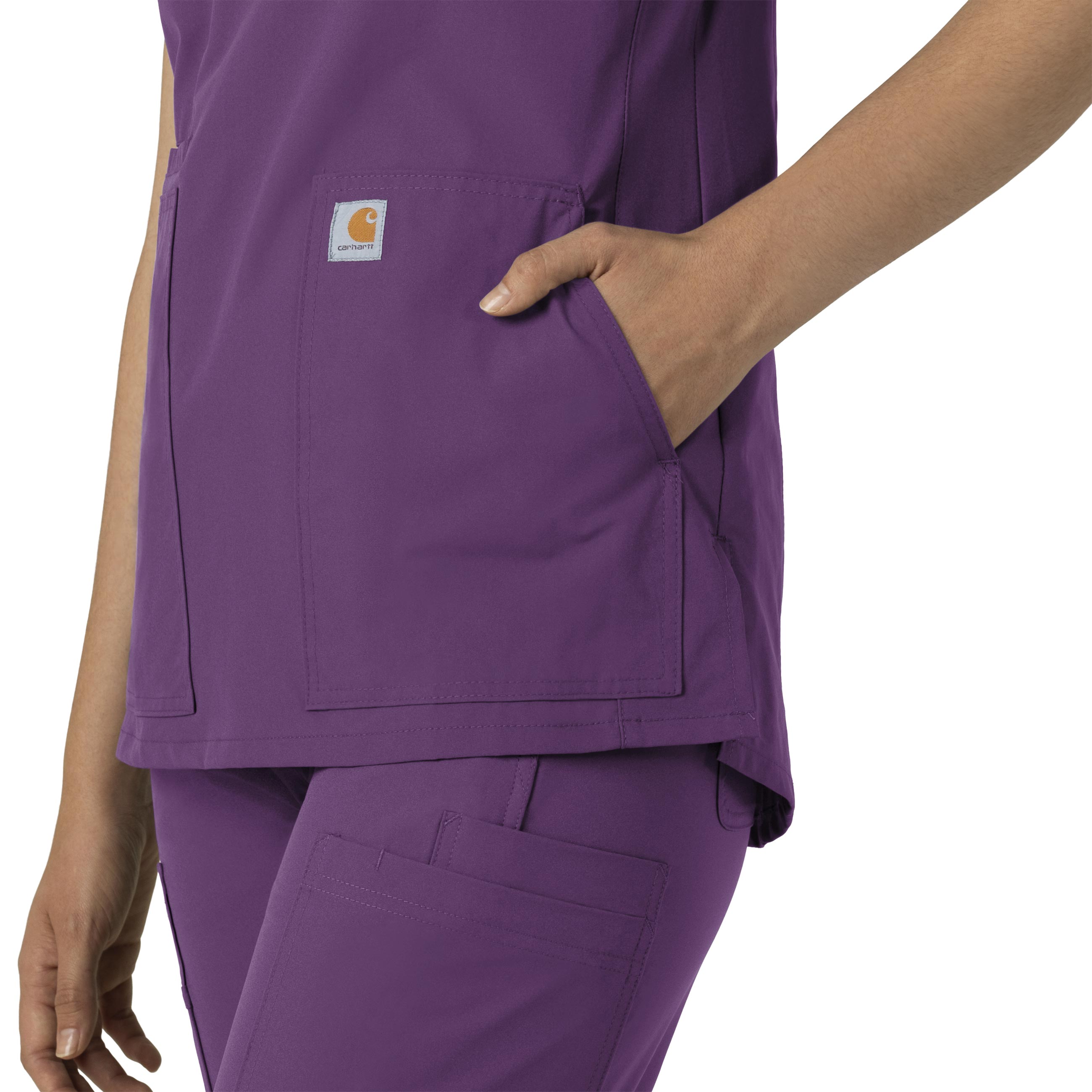Force Essentials C12213 Notch Neck Tunic Scrub Top Eggplant