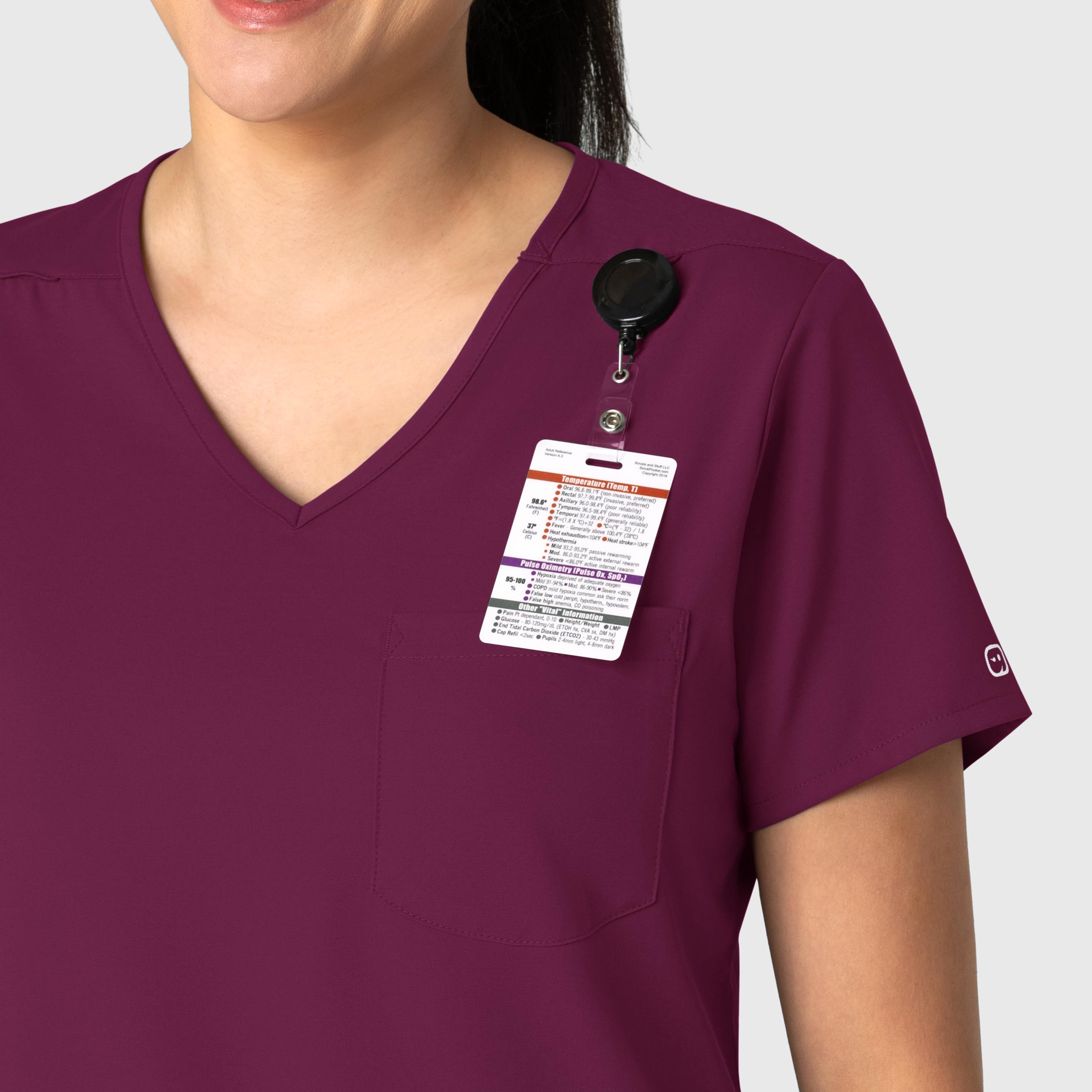 Boundless 6151 Tuck-In Scrub Top Wine