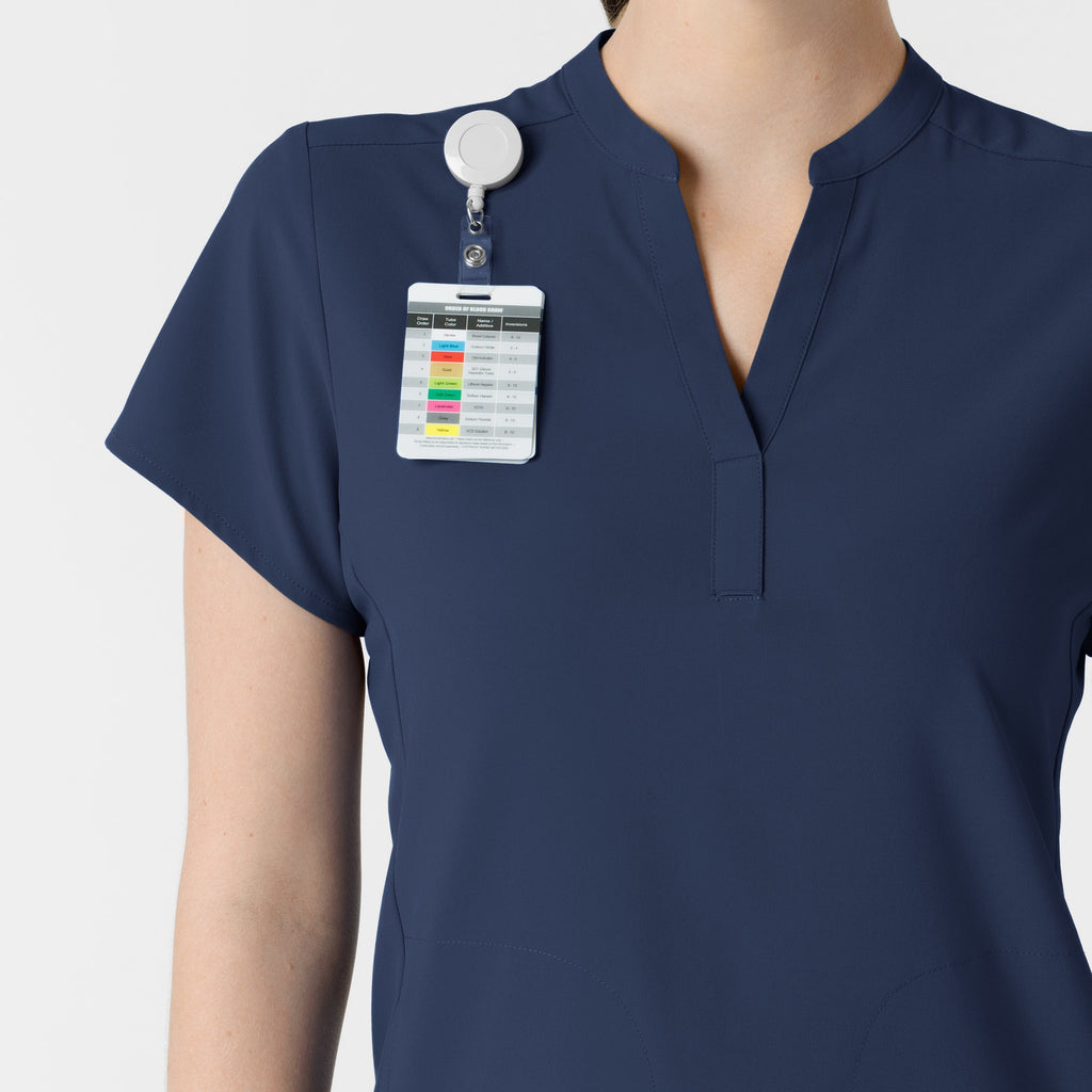 RENEW 6734 Mandarin Collar Scrub Top Navy