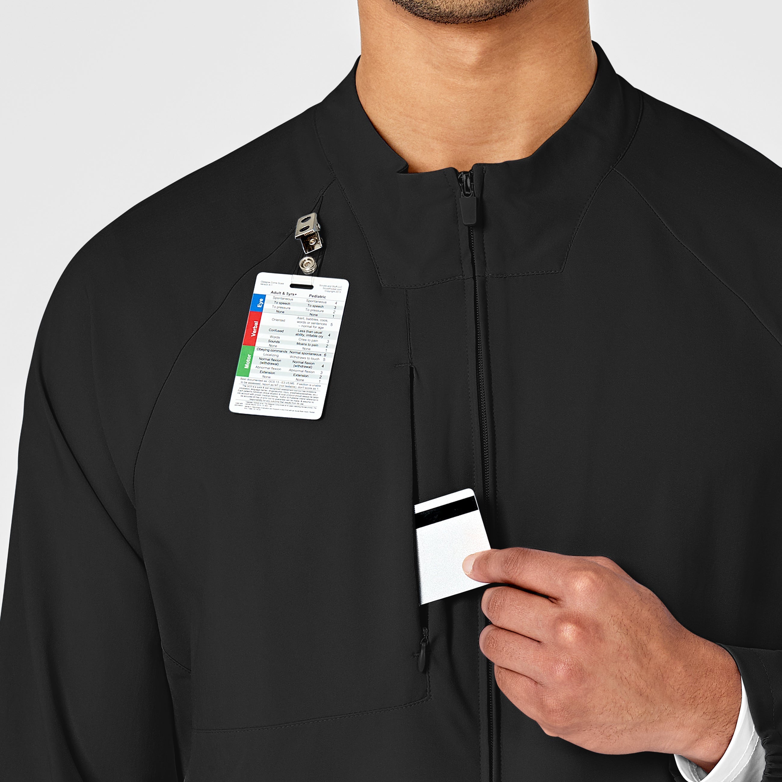 W123 8355 Men's Zip Front Warm Up Jacket Black