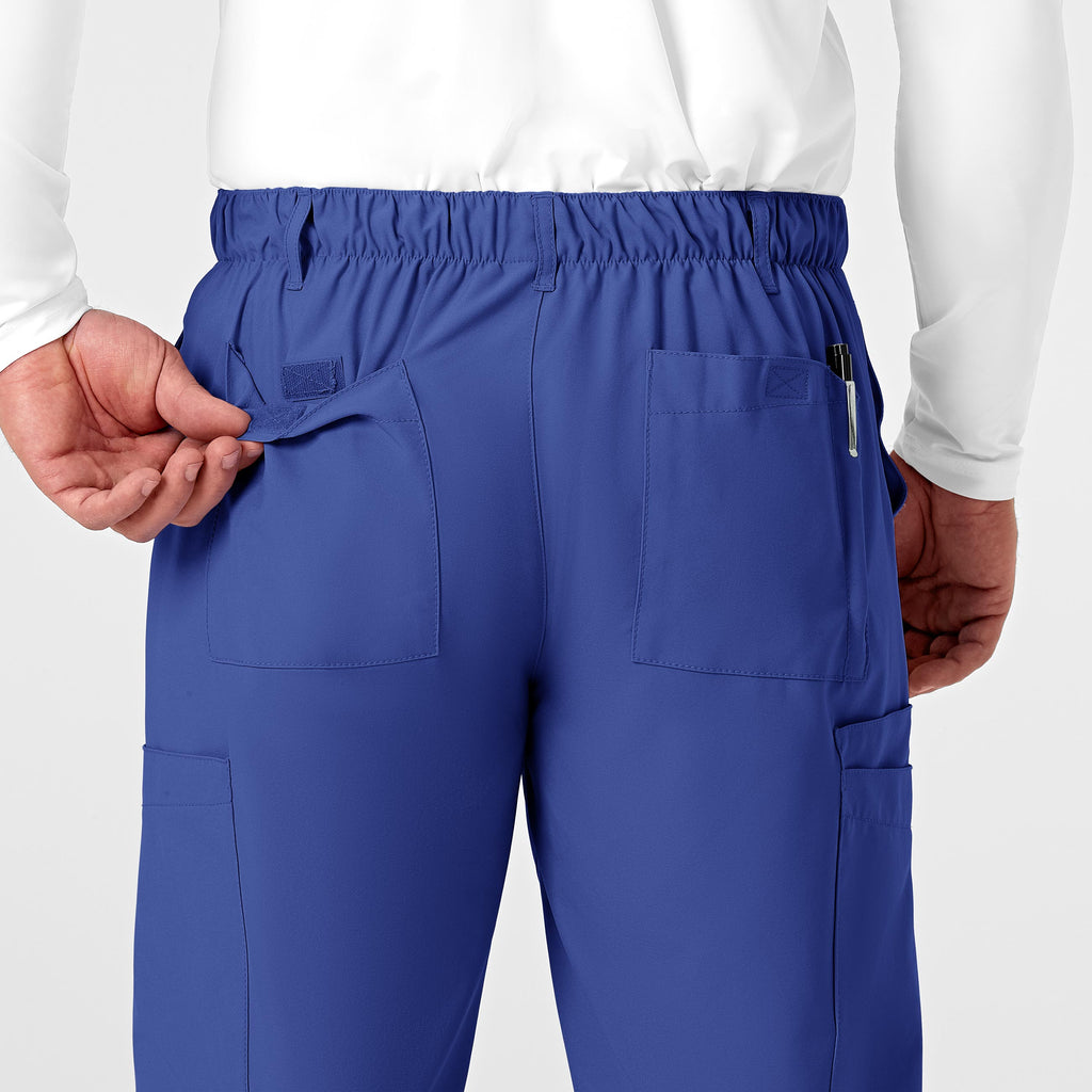 W123 5355 Men's Flat Front Cargo Scrub Pants Galaxy Blue