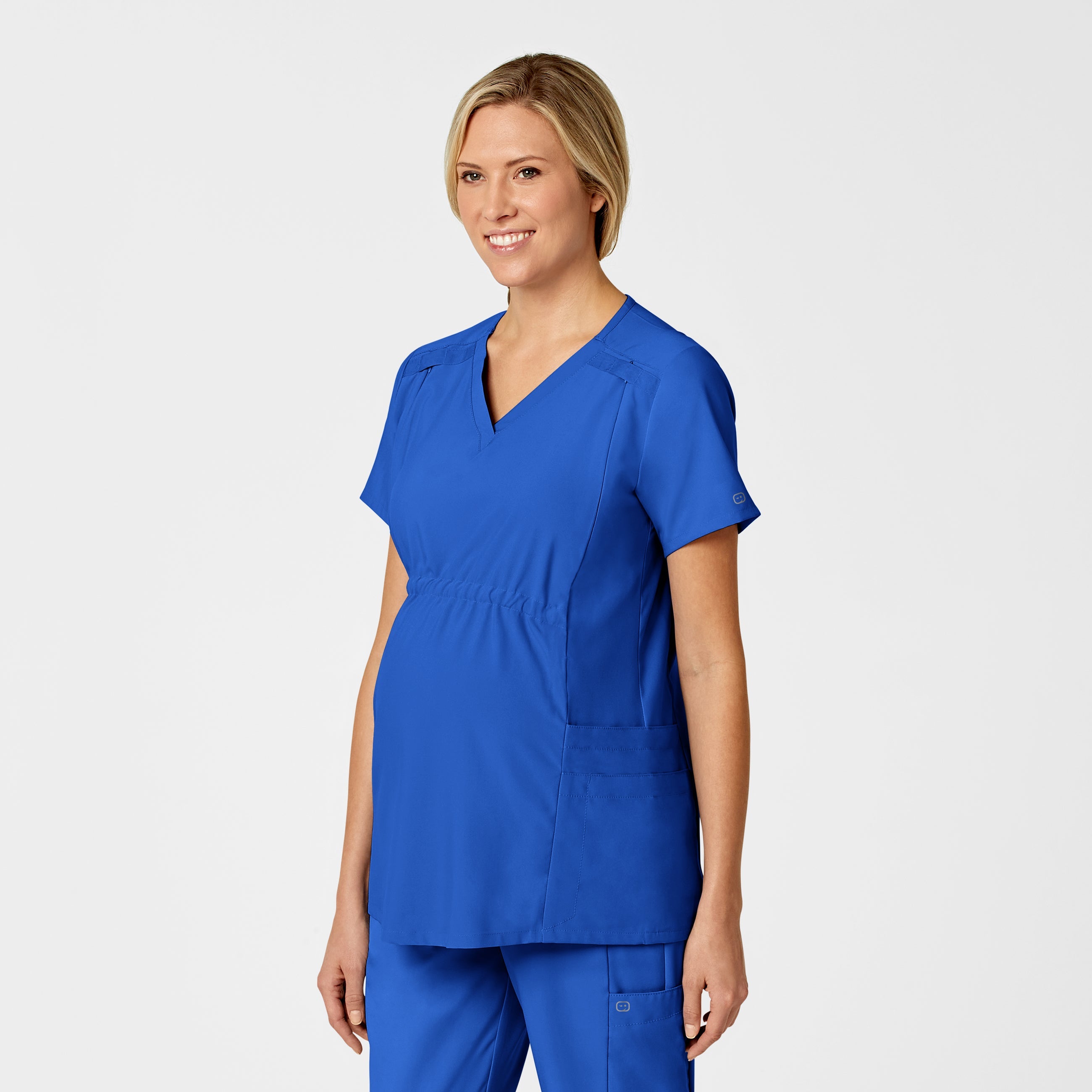 W123 4555 Maternity V-Neck Scrub Top Royal