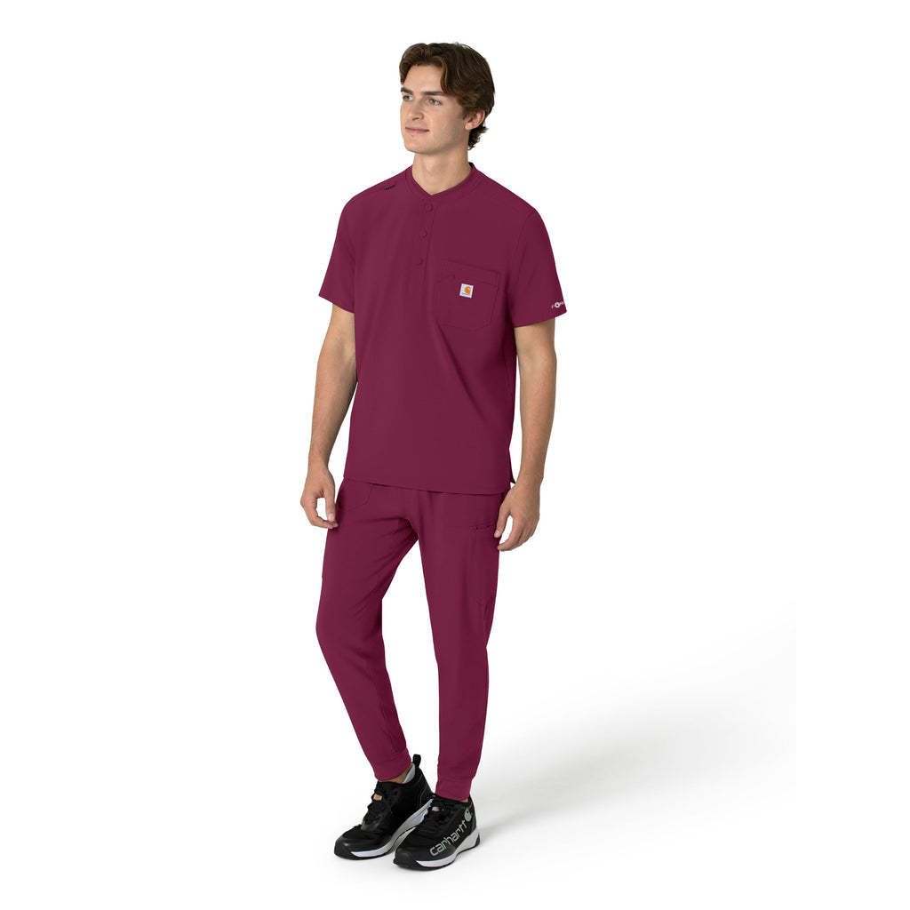 Force Cross-Flex C16310 Men's Henley Scrub Top Wine