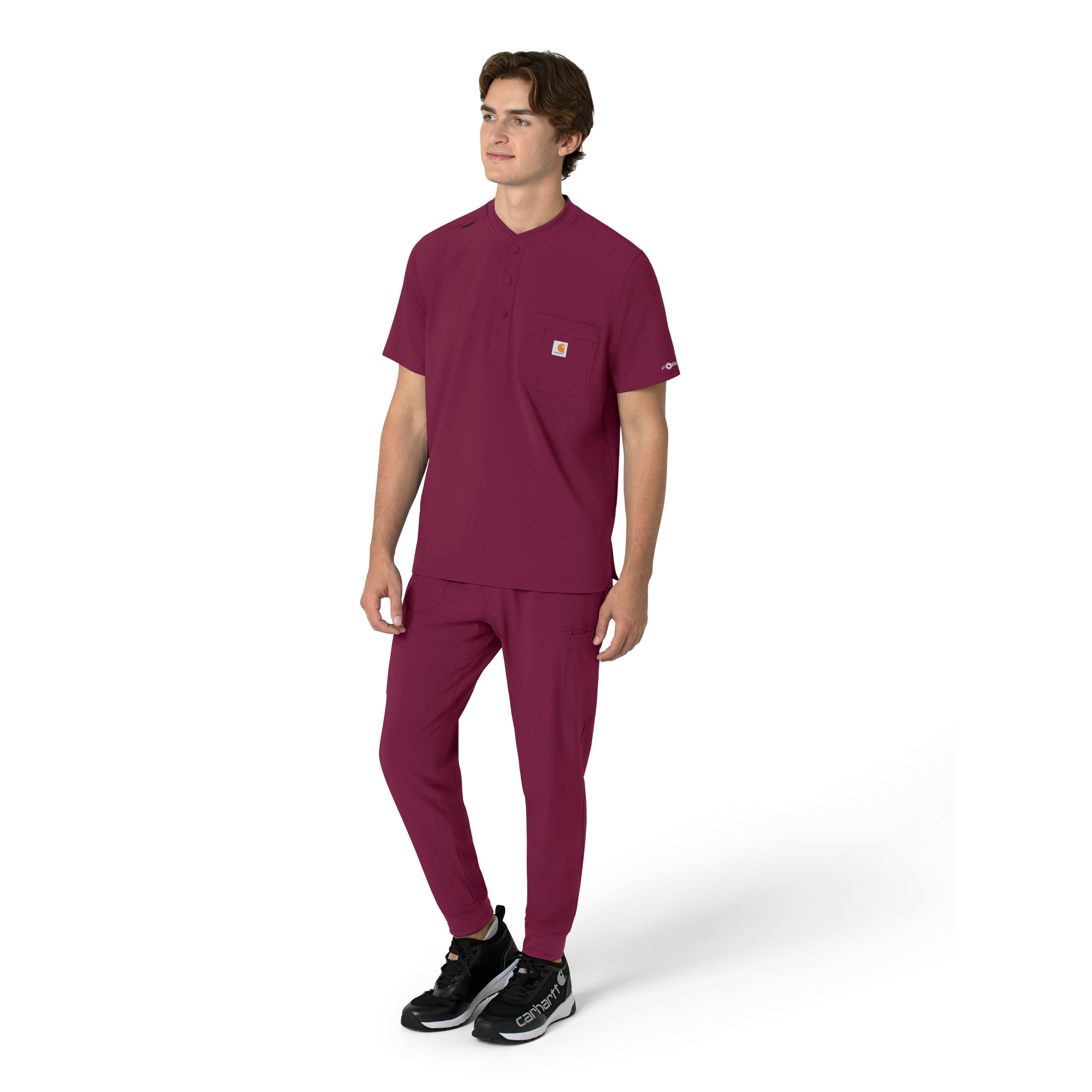 Force Cross-Flex C16310 Men's Henley Scrub Top Wine