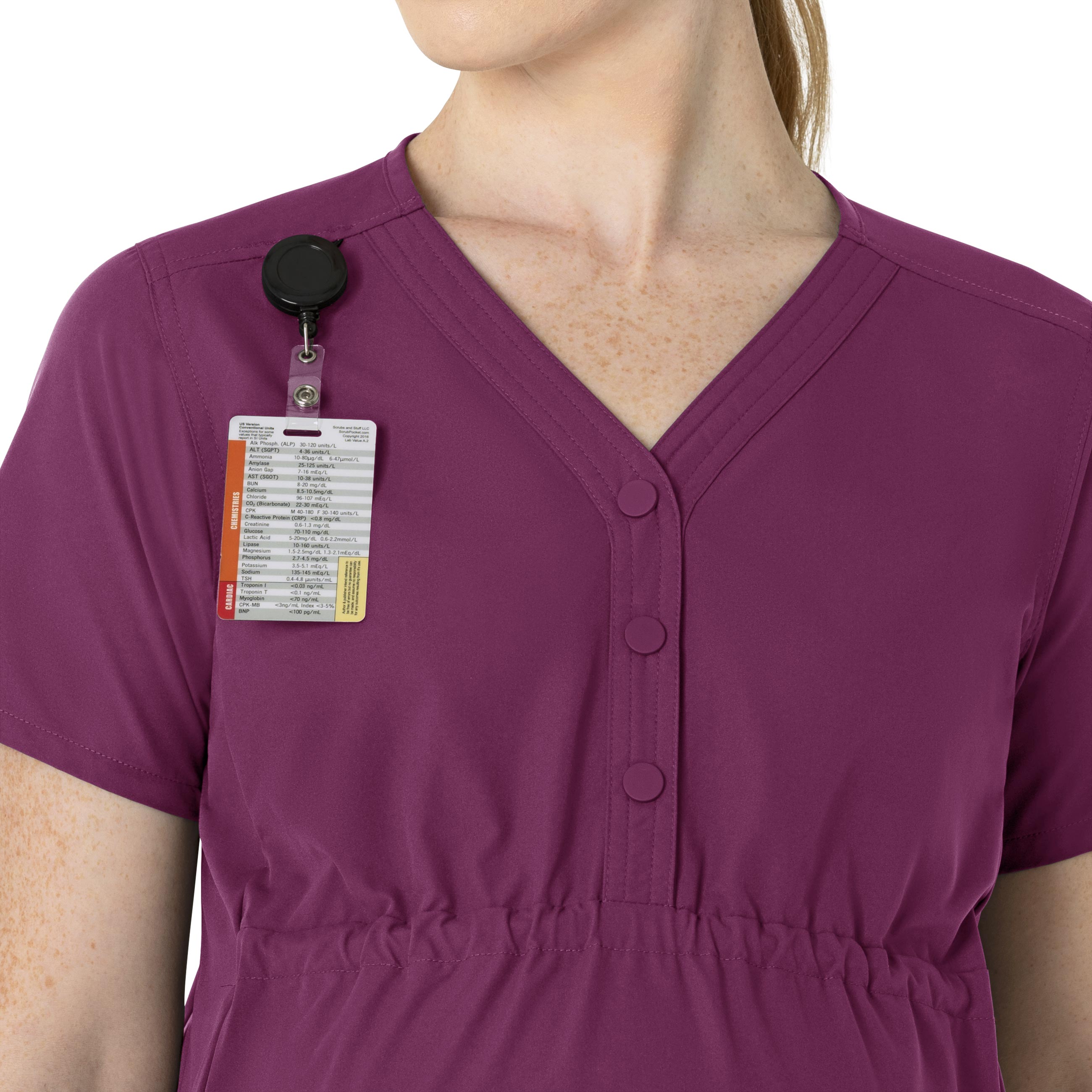 Force Essentials C14113 Henley Maternity Scrub Top Wine