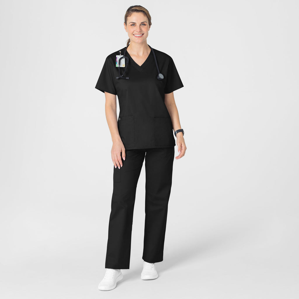 WonderWORK 101 V-Neck Scrub Top Black