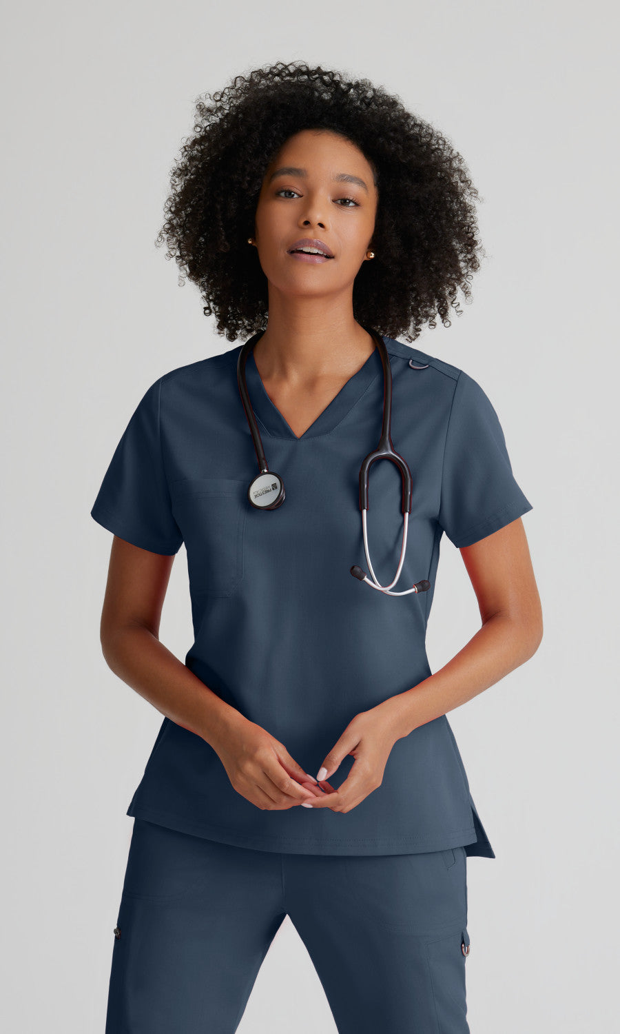 Grey's Anatomy Stretch GVST028 Bree Scrub Top Steel