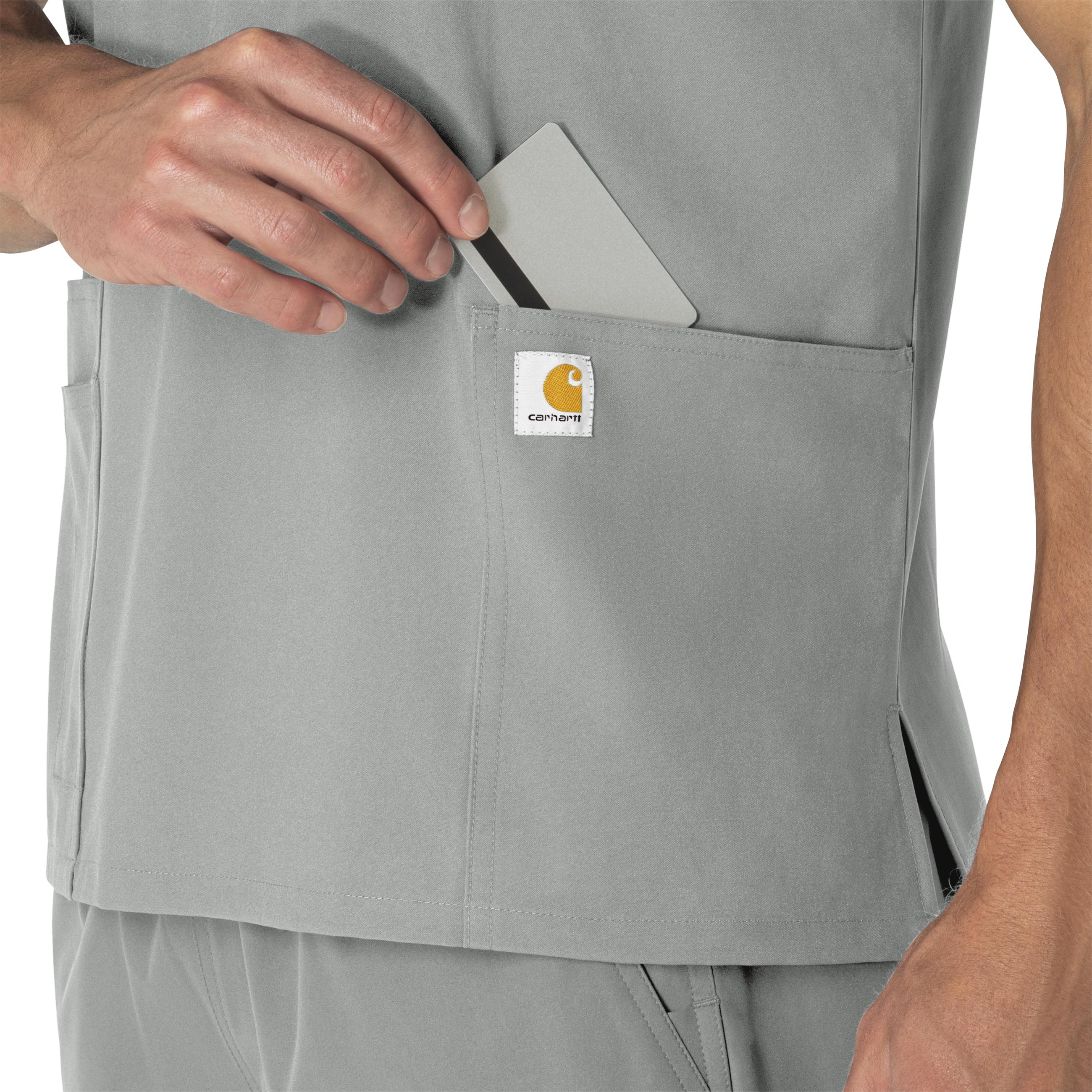 Force Essentials C15013 Unisex V-Neck 6-Pocket Scrub Top Grey