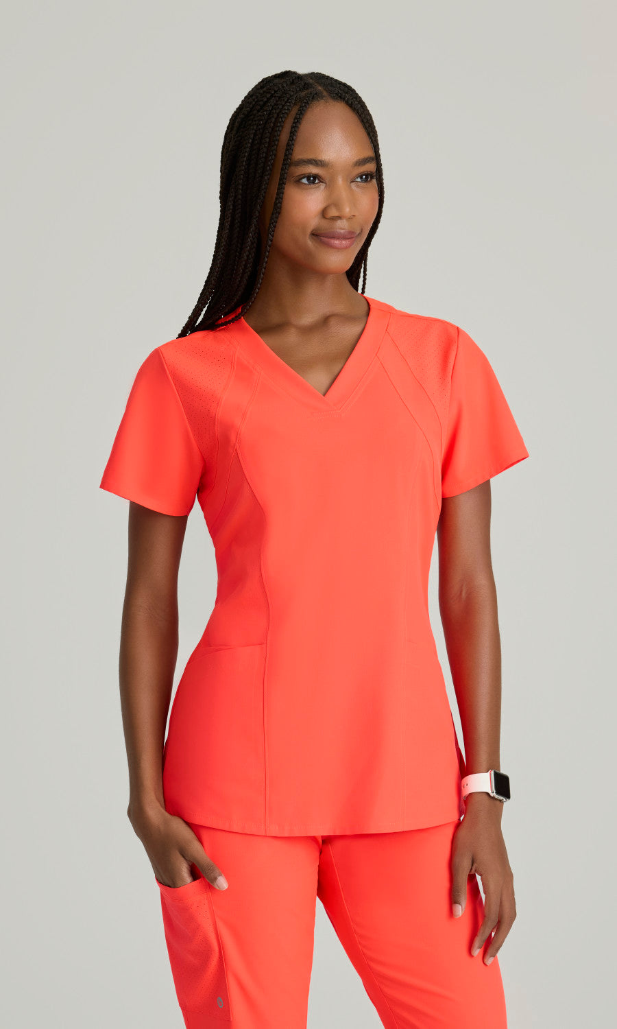 Barco One 5105 Racer Scrub Top Neon Flame