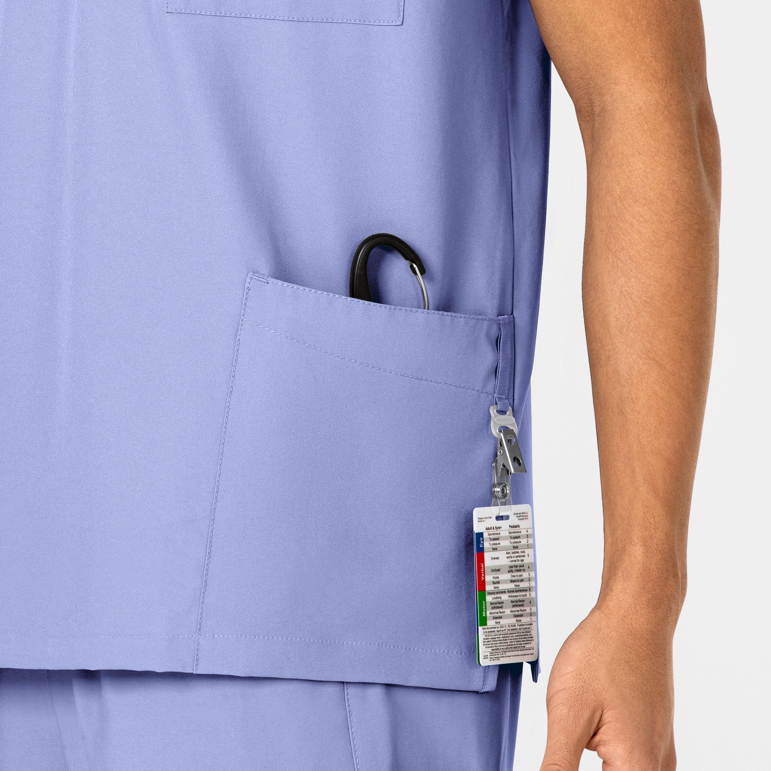 W123 6855 Unisex 4 Pocket Utility Scrub Top Ceil Blue