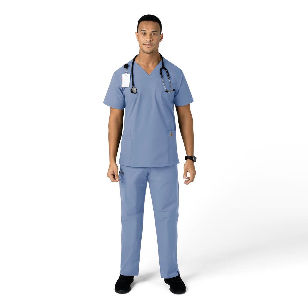 Force Essentials C55013 Unisex Elastic Waist Cargo Scrub Pants Ceil Blue