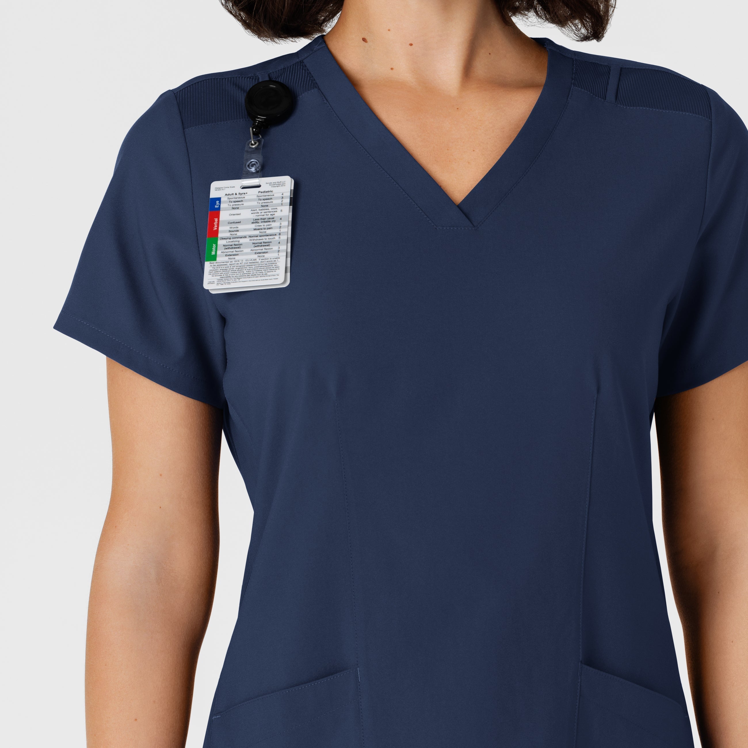 W123 6145 Flex-n-Reach Side Panel V-Neck Scrub Top Navy