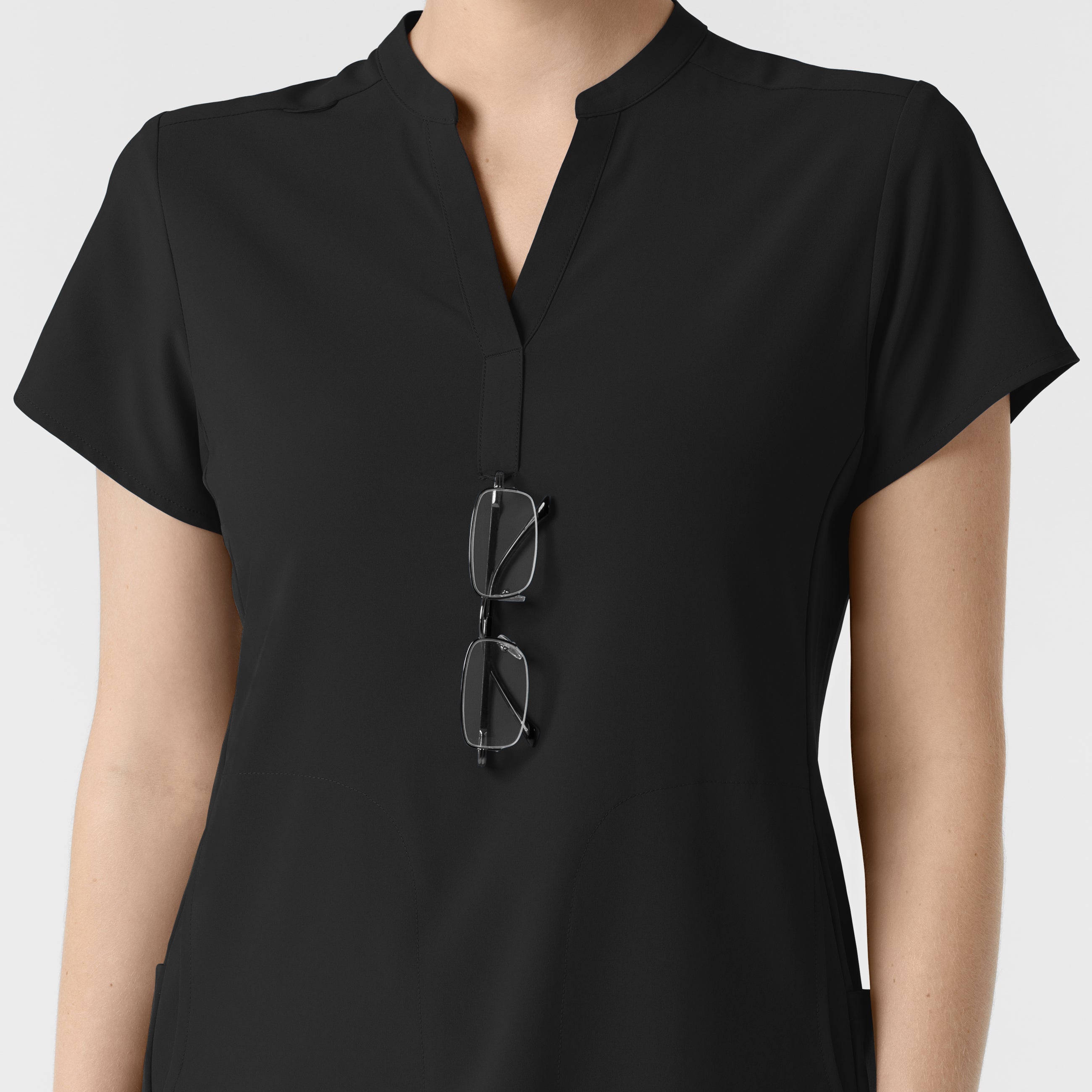 RENEW 6734 Mandarin Collar Scrub Top Black
