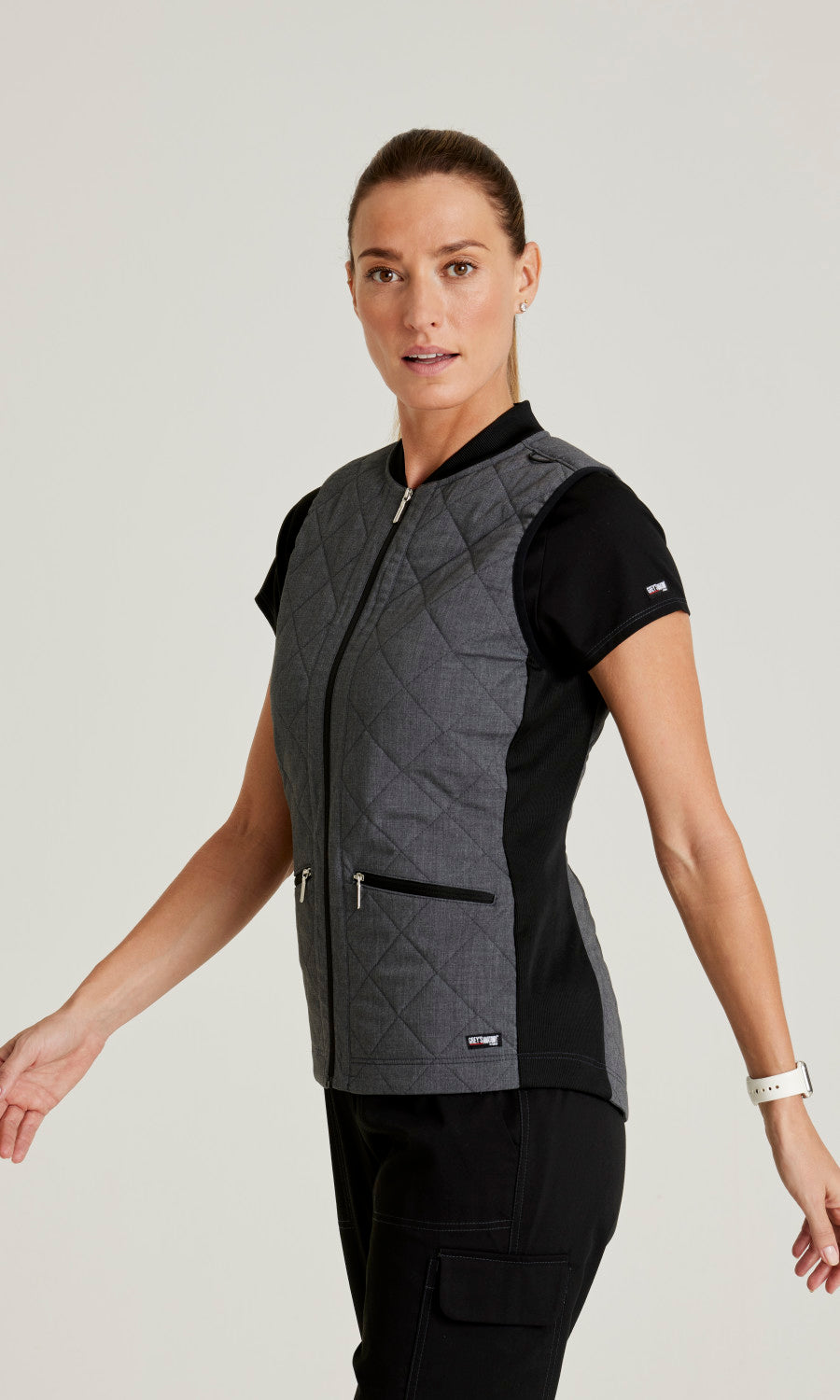 Grey's Anatomy Spandex Stretch GRSV845 Cristina Vest Black Two-Tone