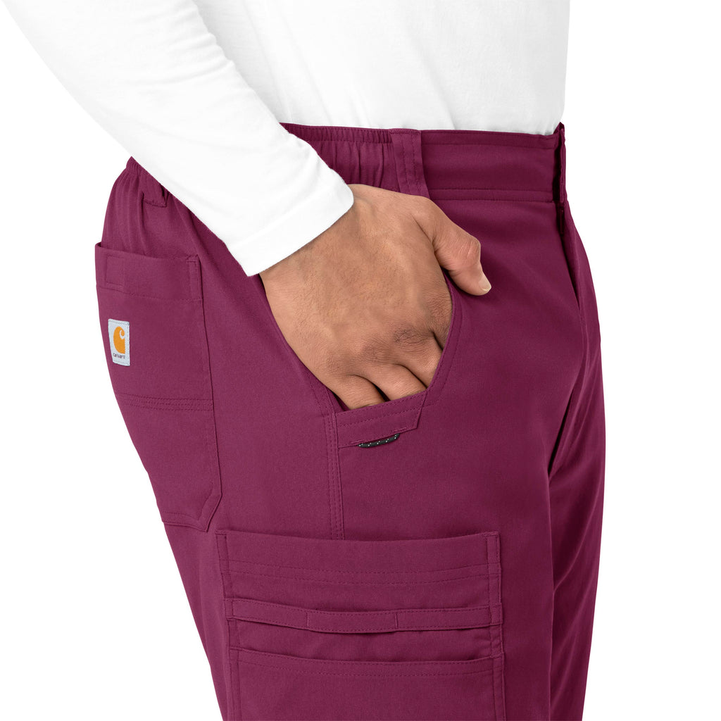 Rugged Flex Peak C55037 Men's Straight Leg Cargo Scrub Pants Wine