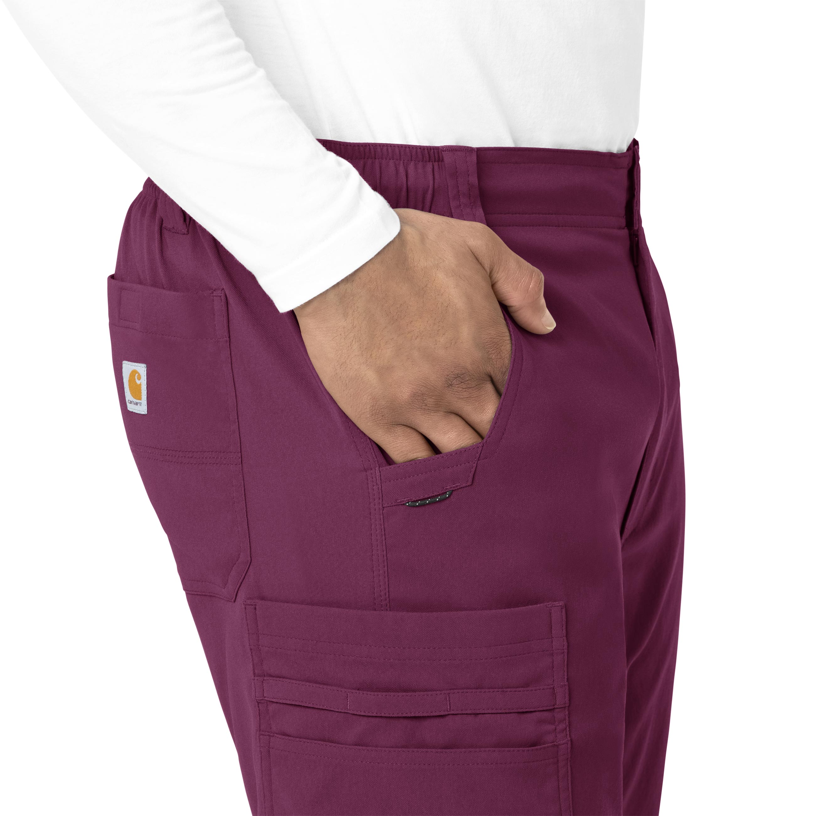Rugged Flex Peak C55037 Men's Straight Leg Cargo Scrub Pants Wine