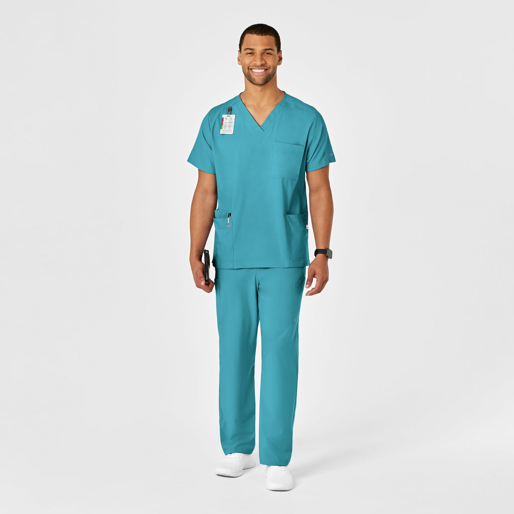 W123 5855 Unisex Multi-Cargo Scrub Pants Teal Blue