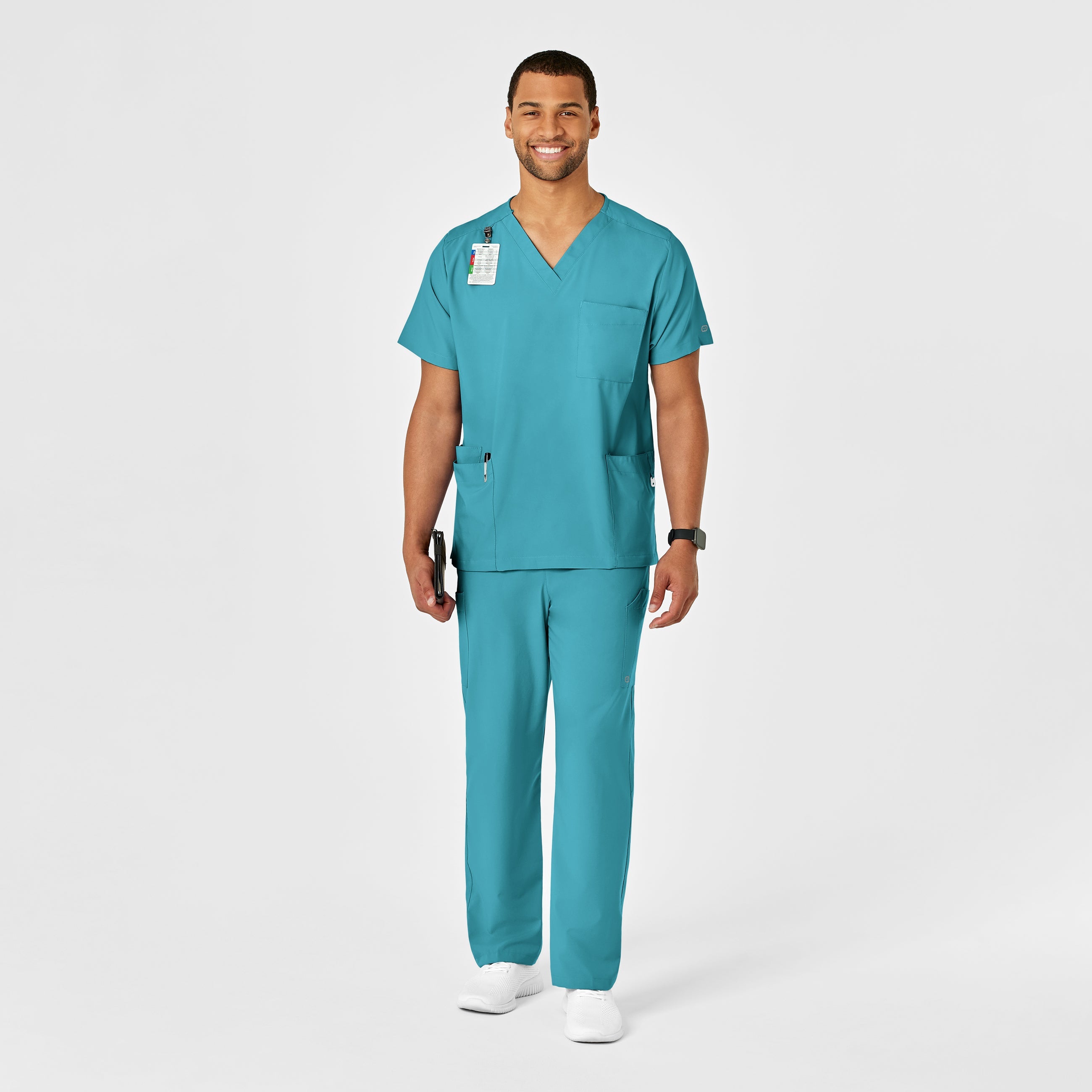 W123 5855 Unisex Multi-Cargo Scrub Pants Teal Blue
