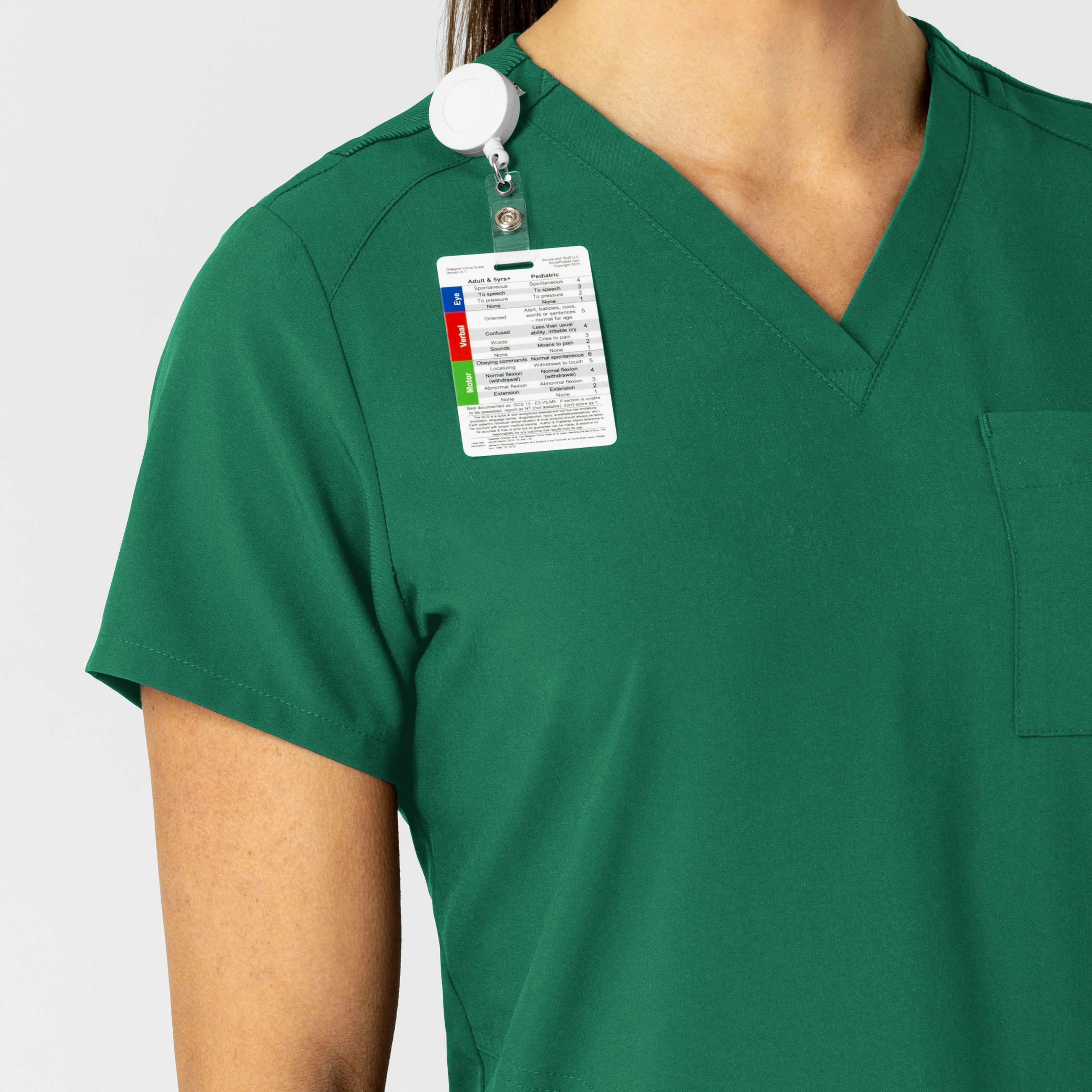 W123 6045 Flex-n-Reach V-Neck Scrub Top Hunter